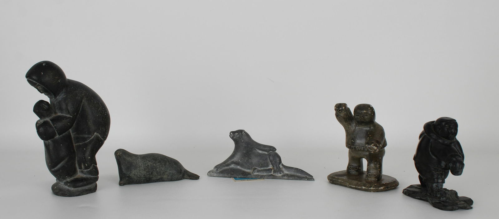 (5) Carved Stone Inuit Figures, 3 Signed (1 of 7)