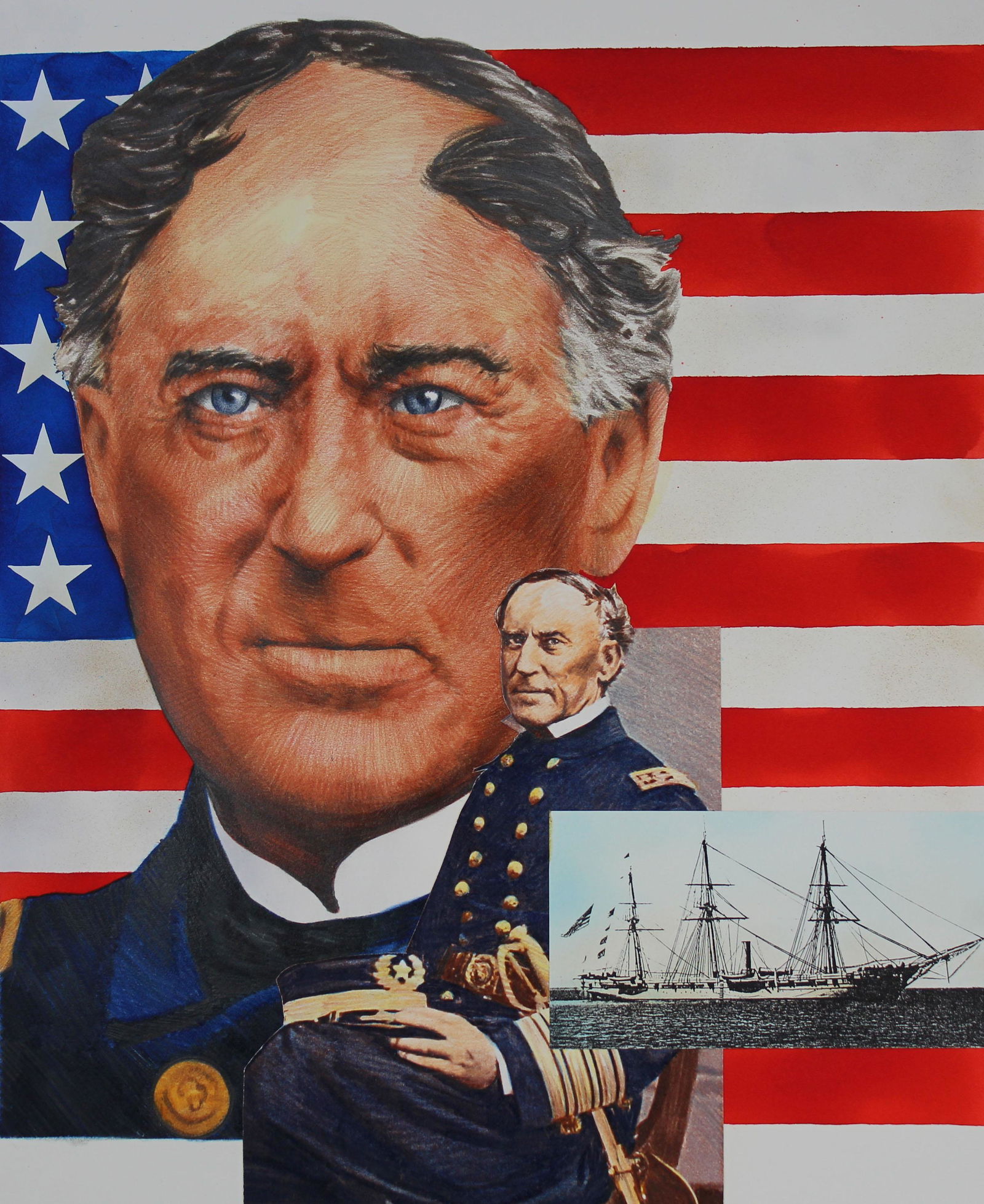 Chris Calle (B. 1961) "David Farragut" Watercolor (1 of 3)
