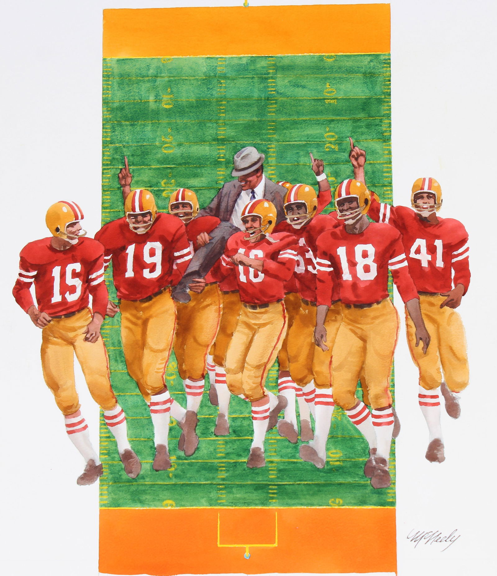 Tom McNeely (B. 1935) "Bear Bryant" W/C (1 of 5)