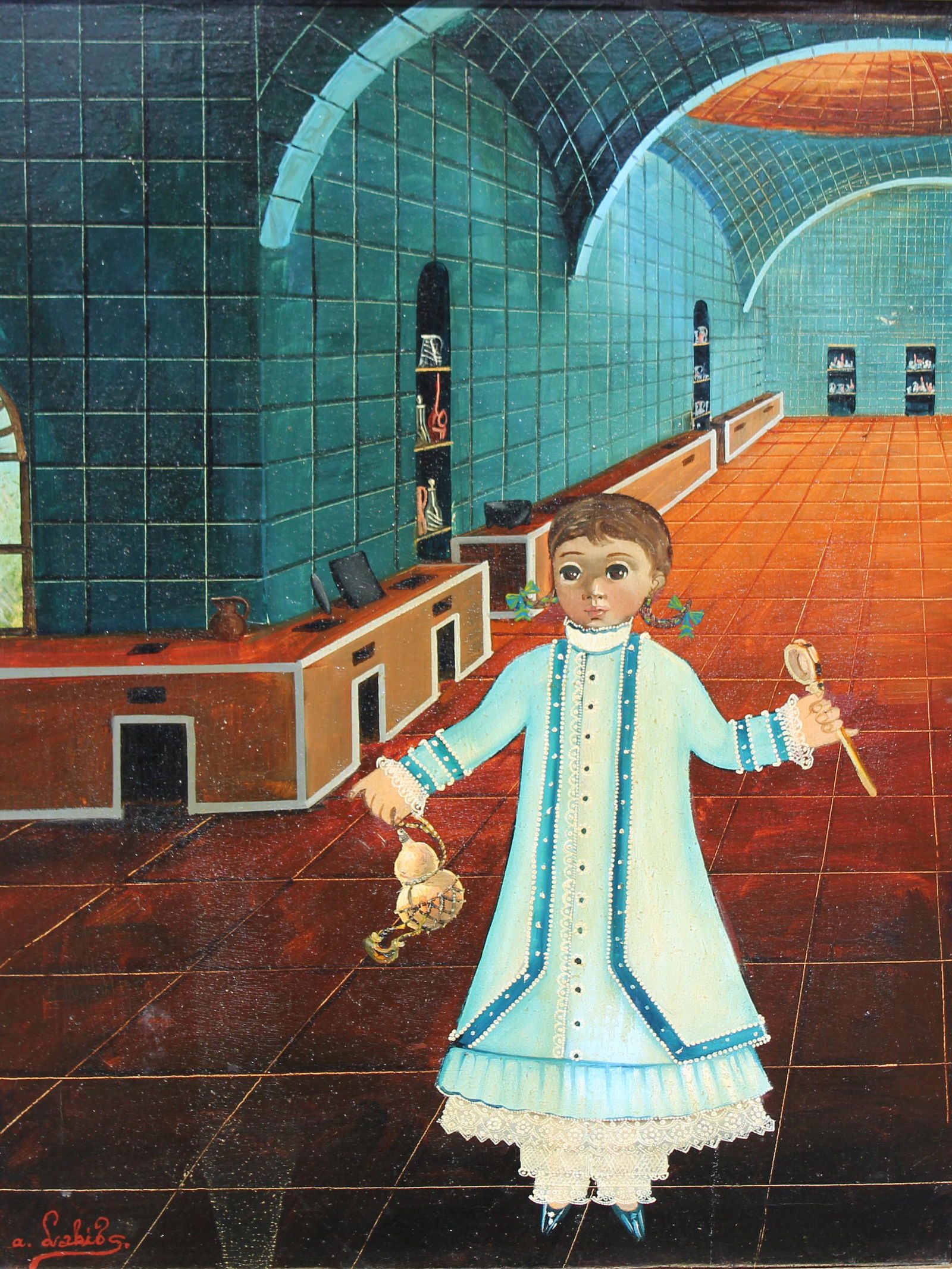 Agapito Labios (1898 - 1996): Agapito Labios (Mexico, 1898 - 1996) Oil on Canvas. Signed lower left. Sight Size: 24 x 18 in. Overall Framed Size: 28 x 22 in.