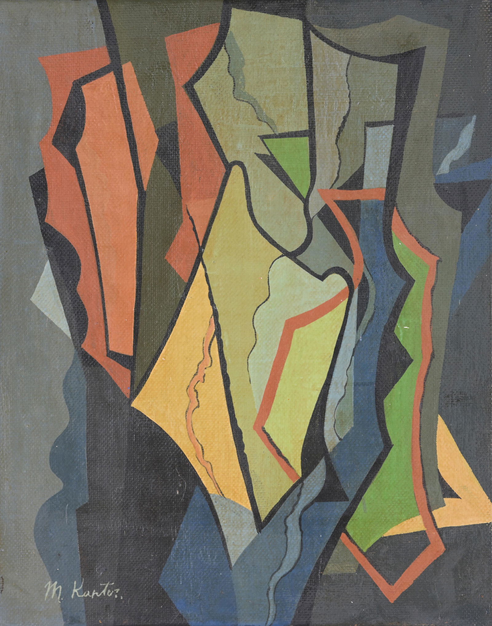 Morris Kantor (New York, 1896 - 1974): Morris Kantor (New York, 1896 - 1974) Mid-century abstract oil on board painting. Signed lower left. Provenance: Private Sarasota collection. Size: 8 x 10 in. Unframed.