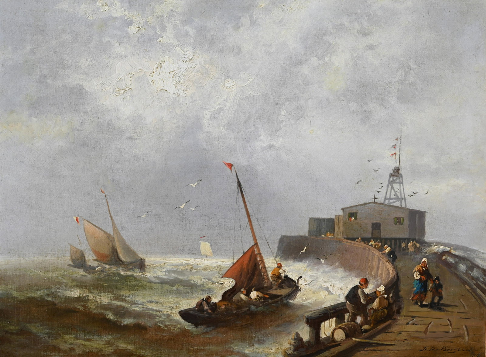 Franklin Dullin Briscoe (1844 - 1903): Franklin Dullin Briscoe (American, 1844 - 1903) Oil on Canvas. Signed and dated (1890) lower right. Titled, signed and dated (1890) verso on canvas. Condition: having multiple canvas patches verso. Si