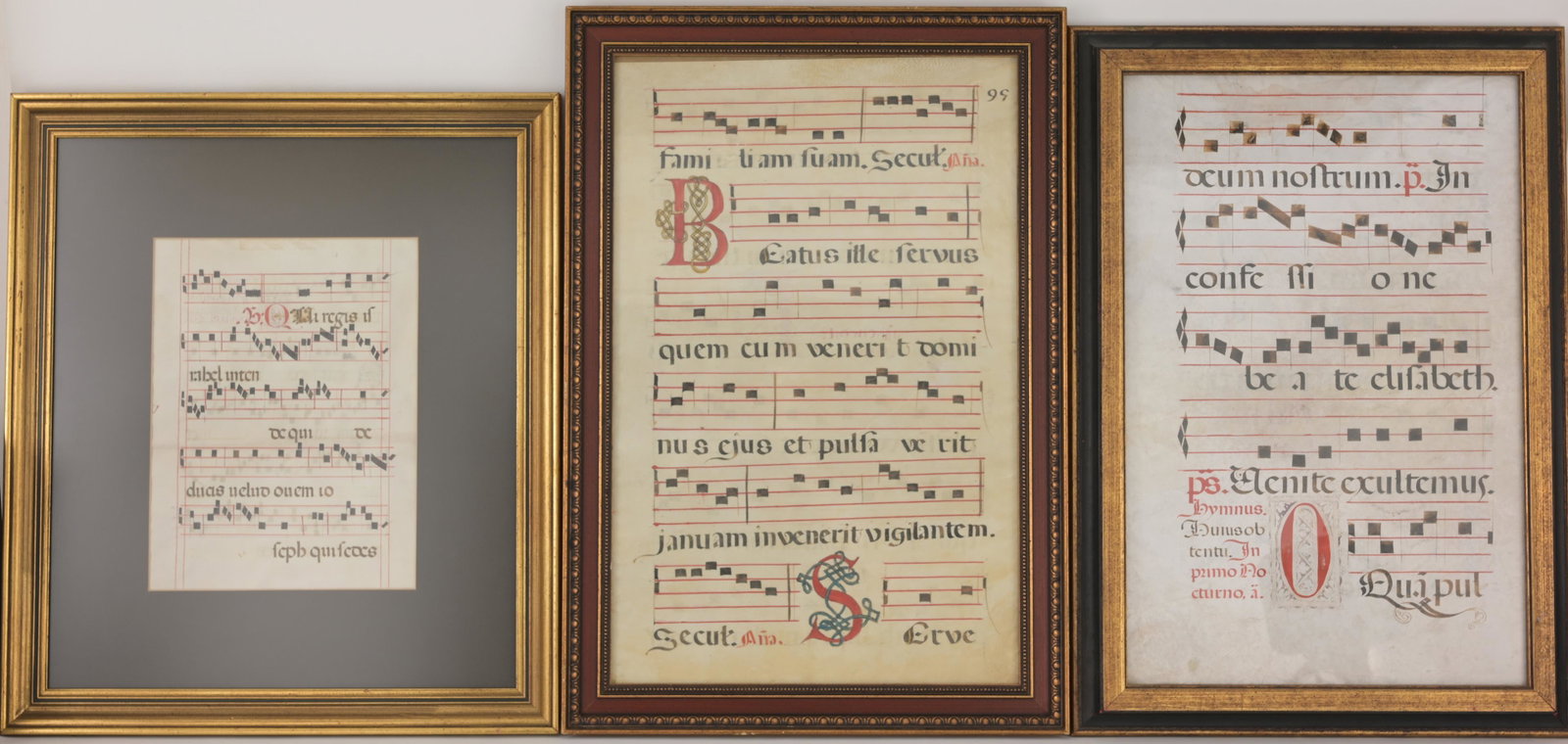 (3) Antiphonal Illuminated Manuscripts: (3) 15th-18th C. Antiphonal Illuminated Manuscripts. In Latin on vellum. 1) Graduale Diurum Usum Romanum Illuminated Manuscript Antiphonal Leaf, Spanish 15th century in Latin, on vellum dated January 