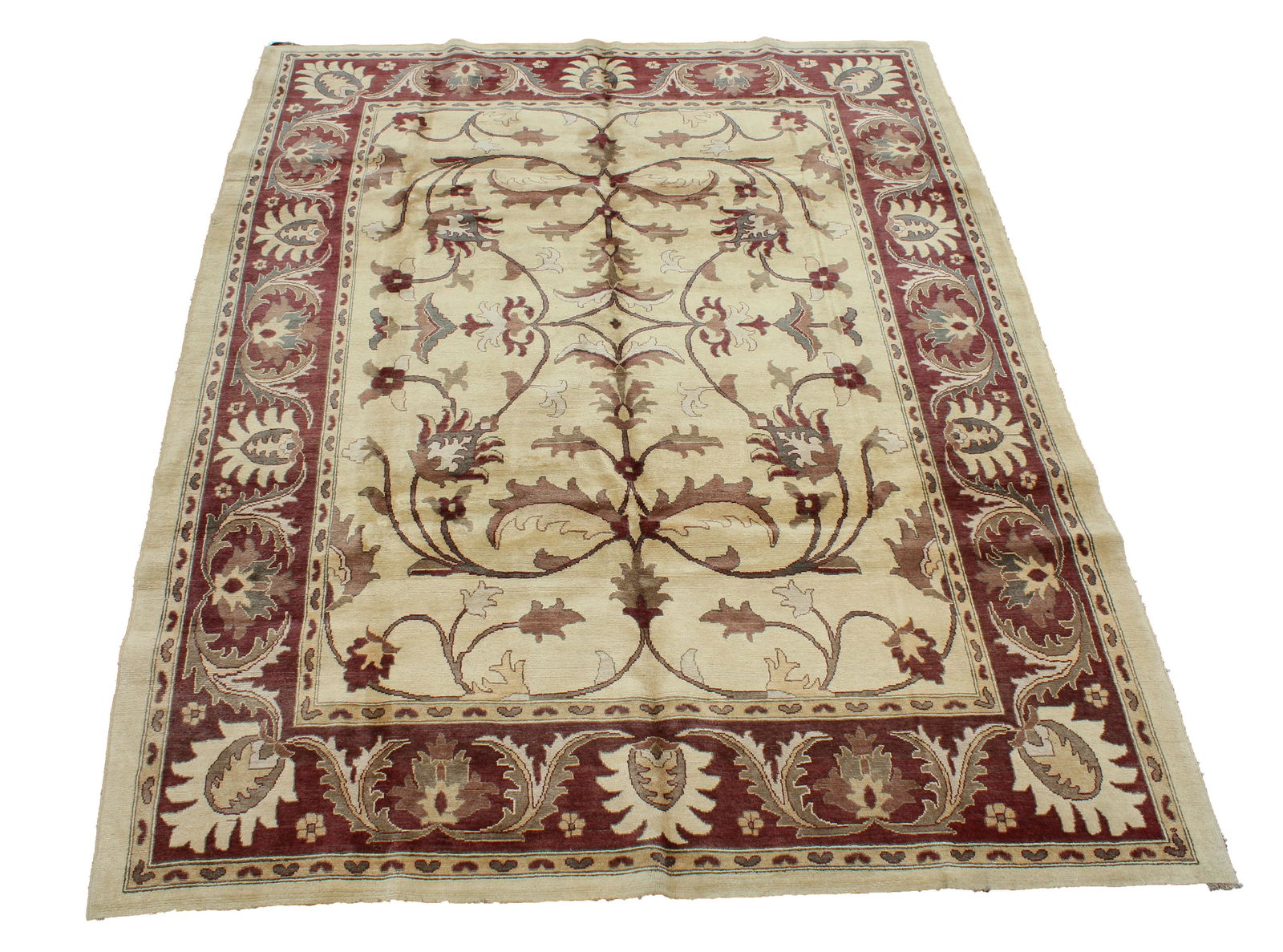 Fine Peshawer Hand Knotted Wool Rug: Fine Peshawer Hand Knotted Wool Rug. Made in Pakistan, fine weave, vegetable dyes. Retail Value $10,000 - 15,000 (M-362) Size: 8'8" x 11' (104 x 132 in.)