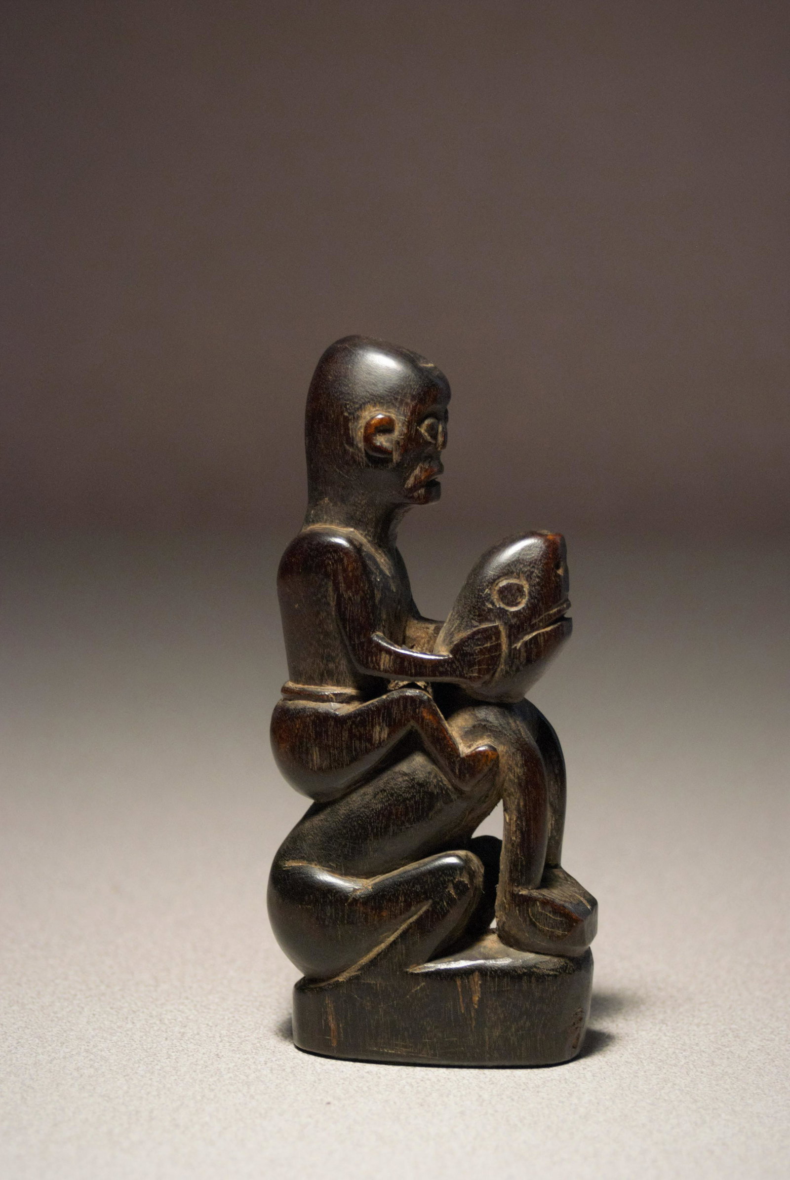 20th C. Dayak Mythical Rider Charm Figure: Mythical rider charm figure Dayak Borneo, Indonesia Early 20th century Hardwood with deep and lustrous patina In very fine condition with evidence of handling Provenance: private collection of Dr. Pet