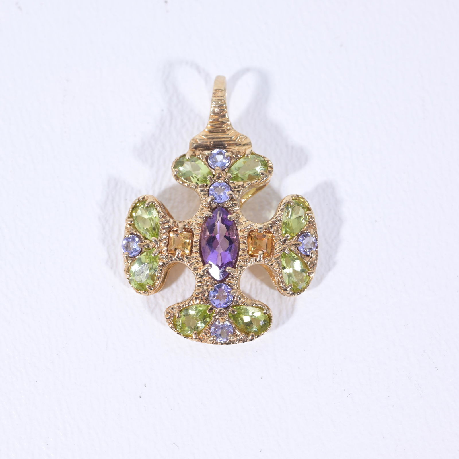14K Gold Multi-Stone Pendant Cross (1 of 4)
