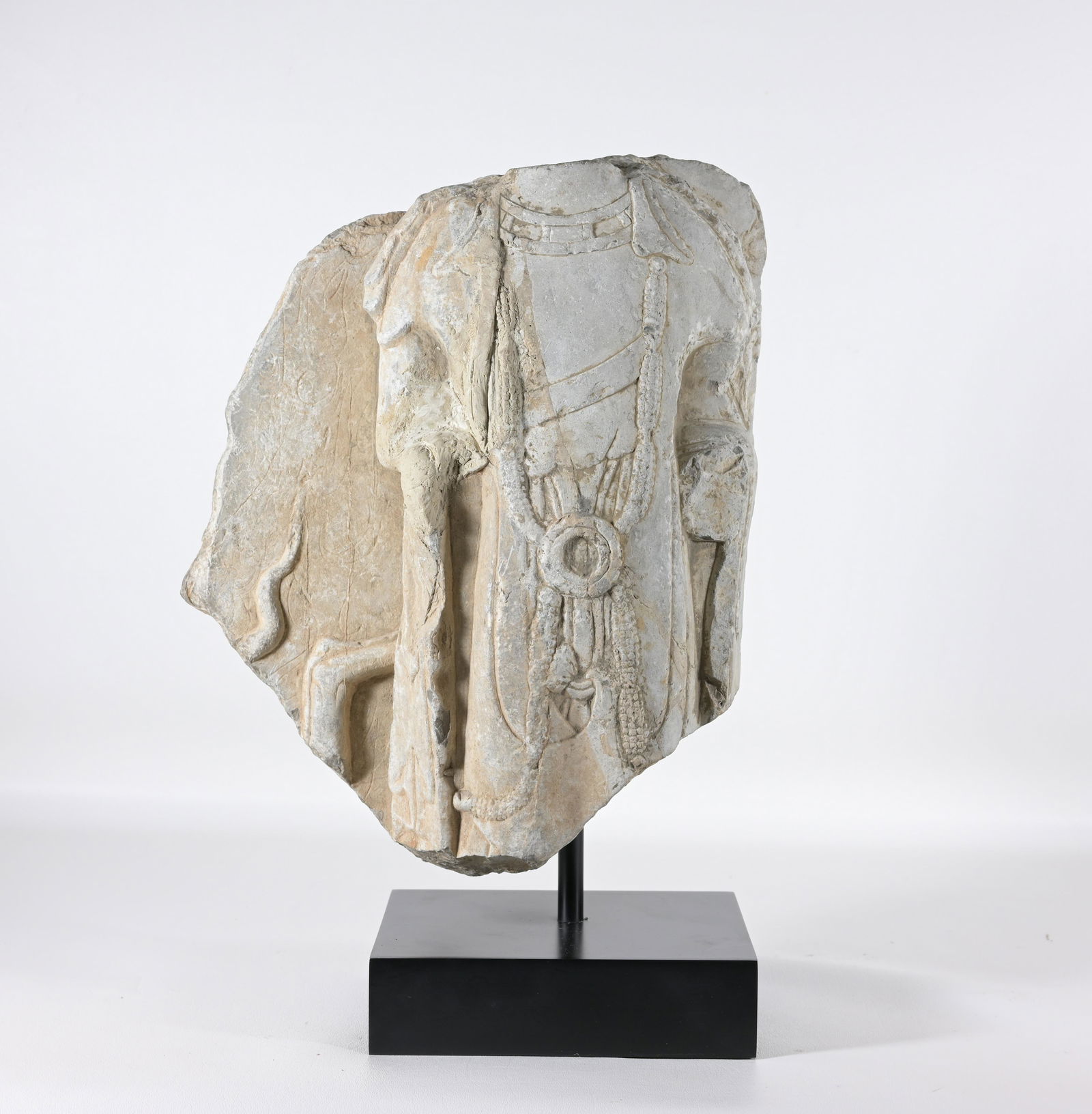 6th Century Carved Stone Torso on Stand (1 of 8)