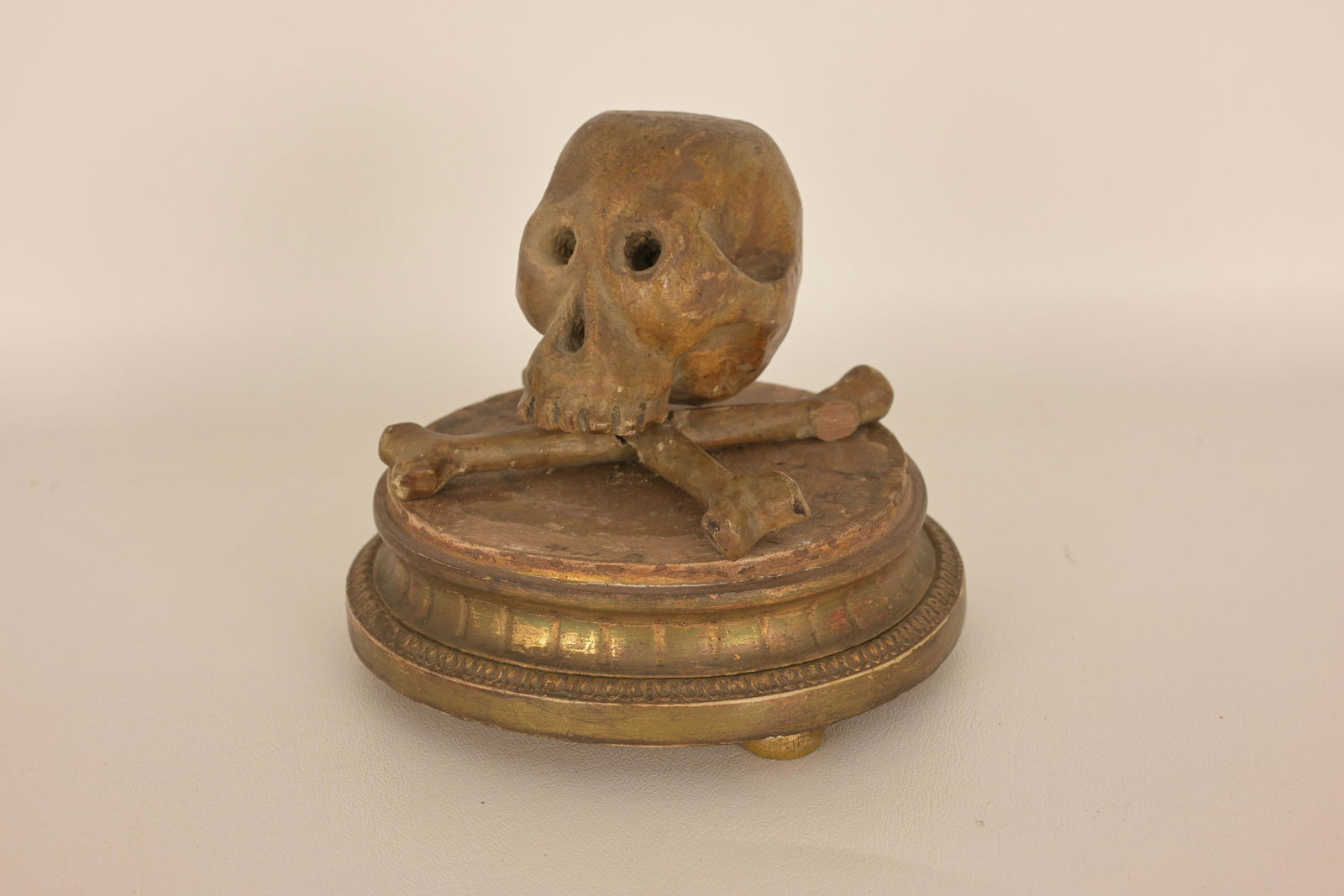 Italian 18th C. Carved Wood Memento Mori Skull (1 of 7)
