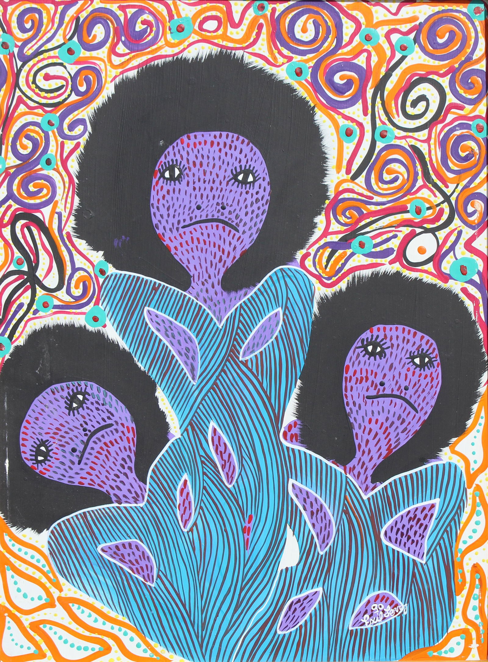 Levoy Exil (Haitian, B. 1944): Levoy Exil (Haitian, B. 1944) Oil on Board. Signed and dated ('90) lower right. Sight Size: 15.75 x 11.75 in. Overall Framed Size: 17.25 x 13.25 in.