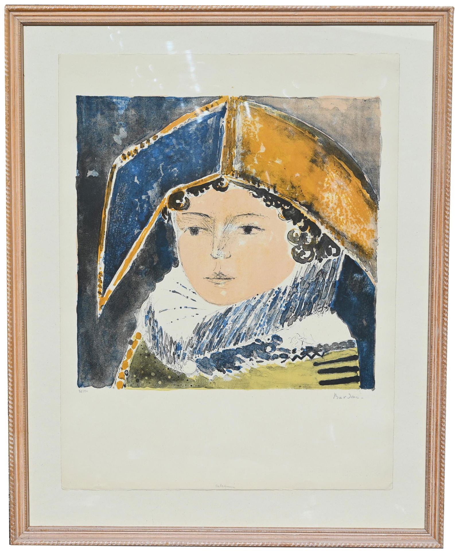 Guy Bardone (French, 1927 - 2015): Guy Bardone (French, 1927 - 2015) "Harlequin" Signed, titled and numbered (36/50) in pencil Color Lithograph Sight Size: 26 x 19.75 in. Overall Framed Size: 32 x 26 in. Framed behind glass. (49)