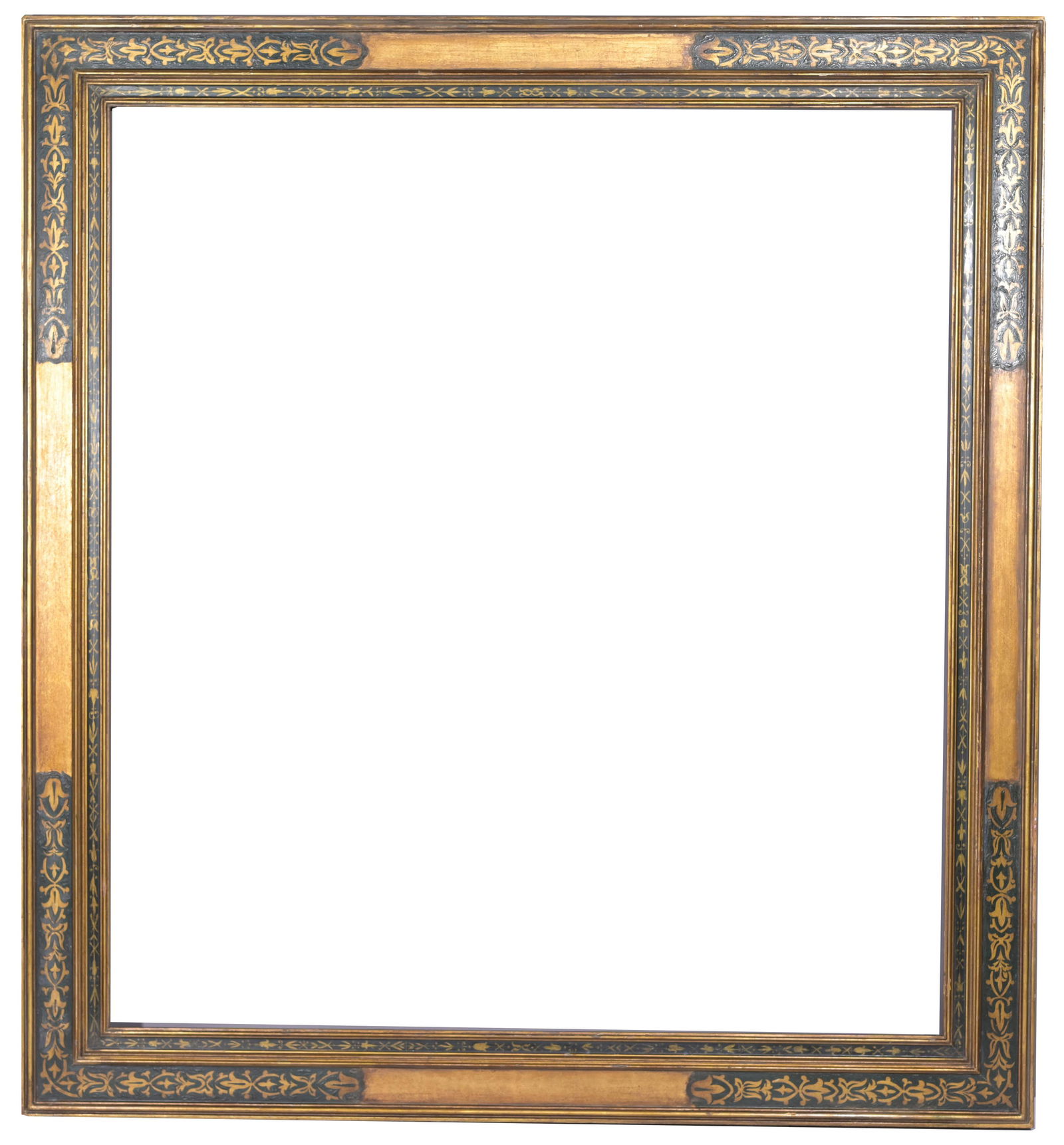 19th C. European Stenciled Frame - 39 x 36: 19th C. European Stenciled Frame. Rabbet Size: 39 x 36 in. Overall Framed Size: 46 x 42 in. (99-109) (Med) Provenance: The historic period frame collection of Eli Wilner. The collection previously inc