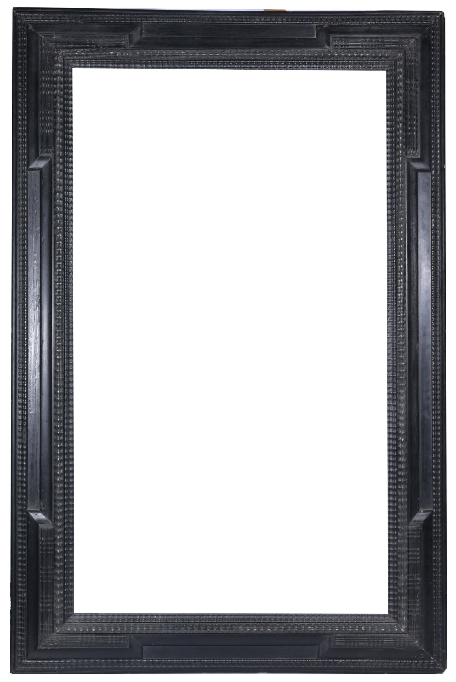 19th C. Italian Ebonized Frame - 48.25 x 28 1/8: 19th C. Italian Ebonized Frame. Rabbet Size: 48.25 x 28 1/8 in. Overall Framed Size: 58 x 38 in. (88-456) (Med) Provenance: The historic period frame collection of Eli Wilner. The collection previousl