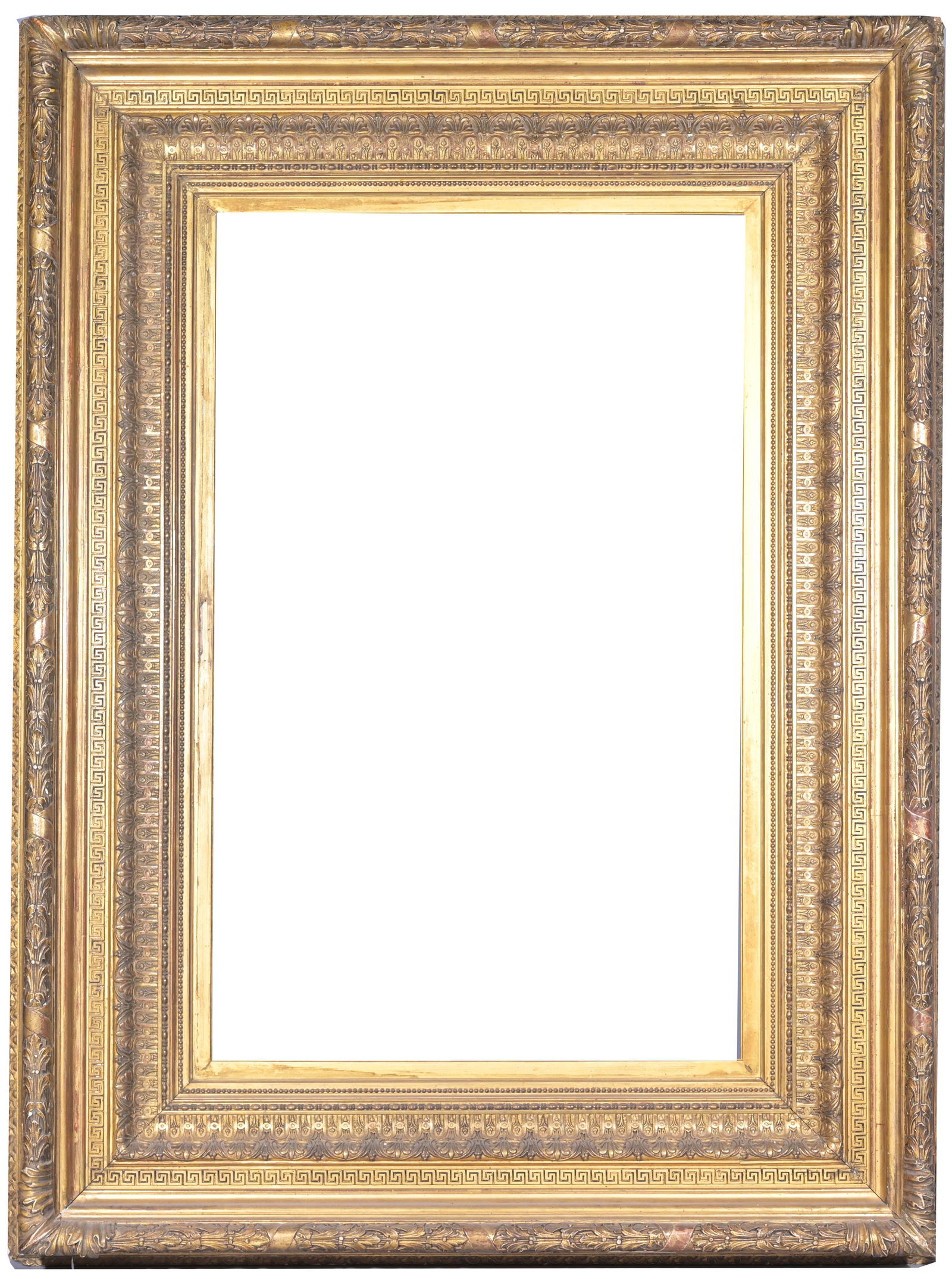 European 19th C - 36 1/8 x 23 1/8: European 19th C Gilt Wood Frame. Rabbet Size: 36 1/8 x 23 1/8 in. Overall Framed Size: 52 x 40 in. (02-47) (66) Provenance: The historic period frame collection of Eli Wilner. The collection previousl