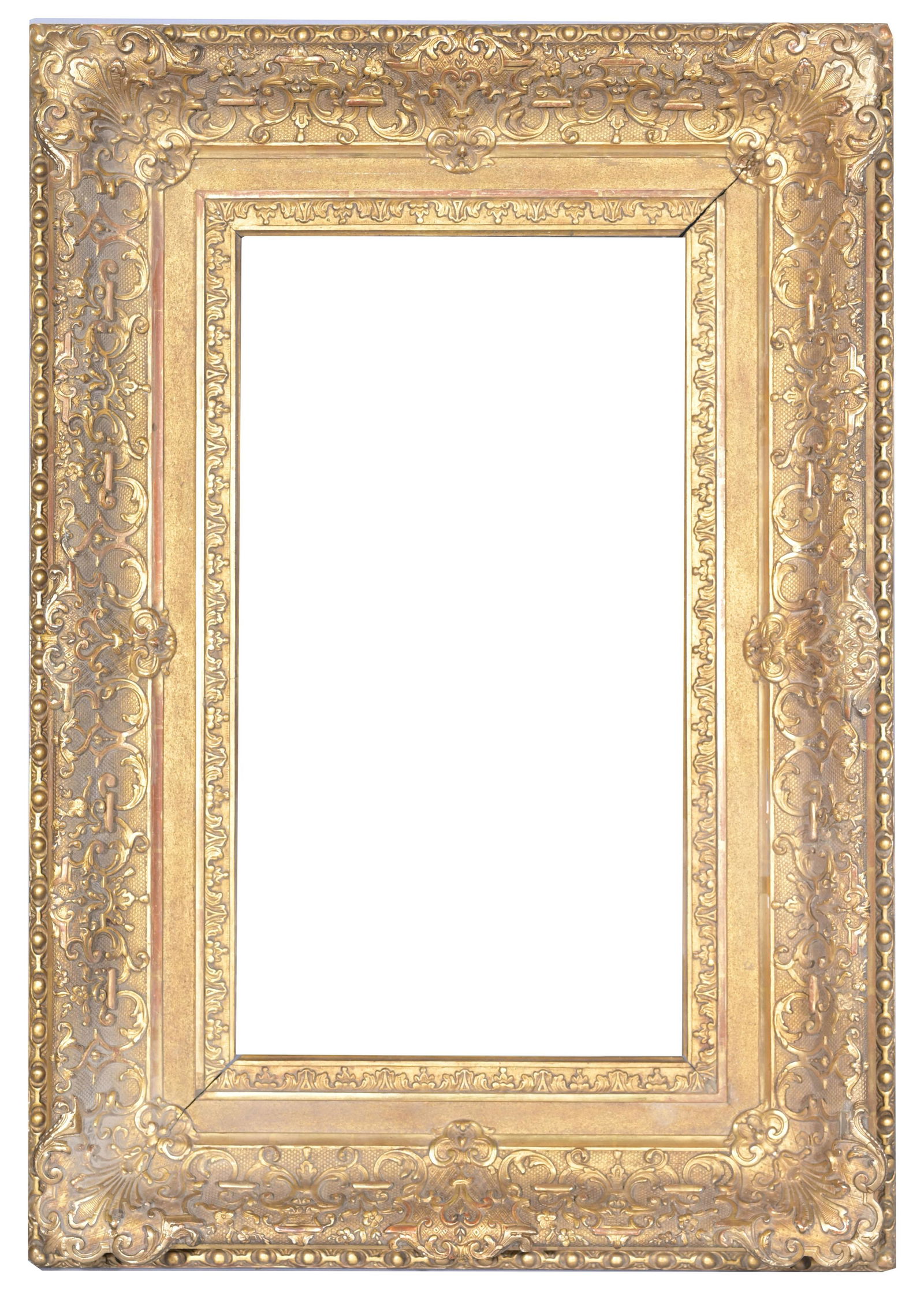 French 1880's Gilt Wood Frame - 22 x 12.5: French 1880's Gilt Wood Frame. Rabbet Size: 22 x 12.5 in. Overall Framed Size: 31 x 22 in. (85-102) (65) Provenance: The historic period frame collection of Eli Wilner. The collection previously inclu