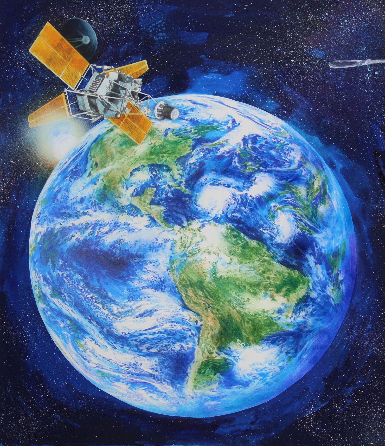 Chris Calle (B. 1961) "Satellite over City" (1 of 3)