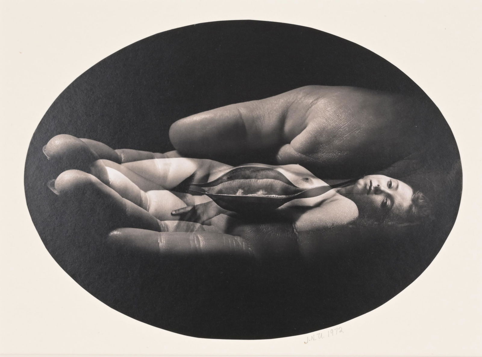 Jerry Uelsmann (b.1934) "Woman, Hand, Pod, 1972" (1 of 3)