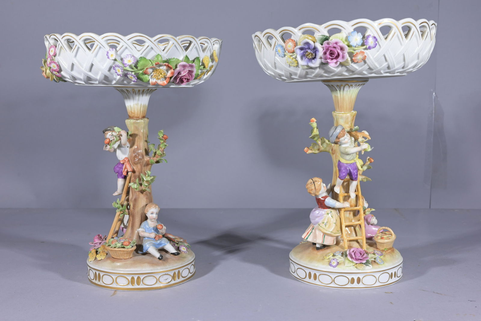 Pair Plaue Schierholz Figural Porcelain Compotes (1 of 8)