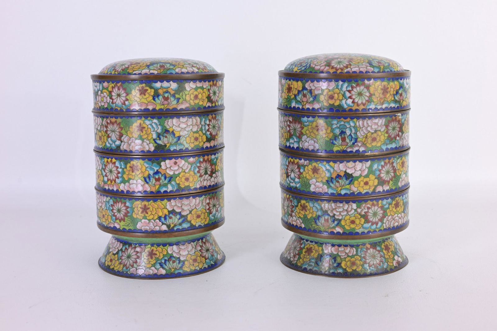 Late 19th C. Chinese Enamel Segmented Vessel (1 of 4)