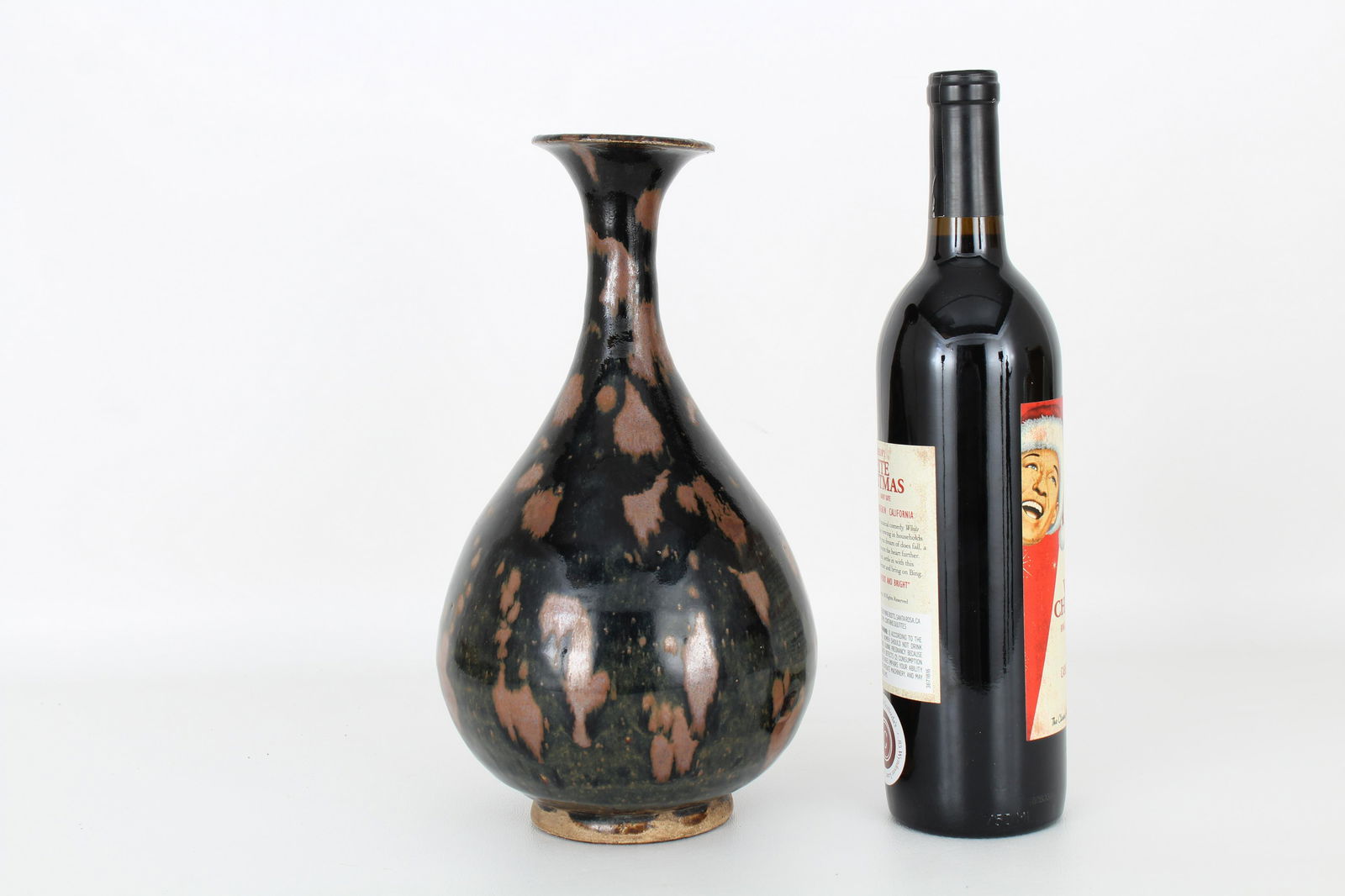 Chinese Russet Spot Black Glazed Pear Shaped Vase (1 of 5)