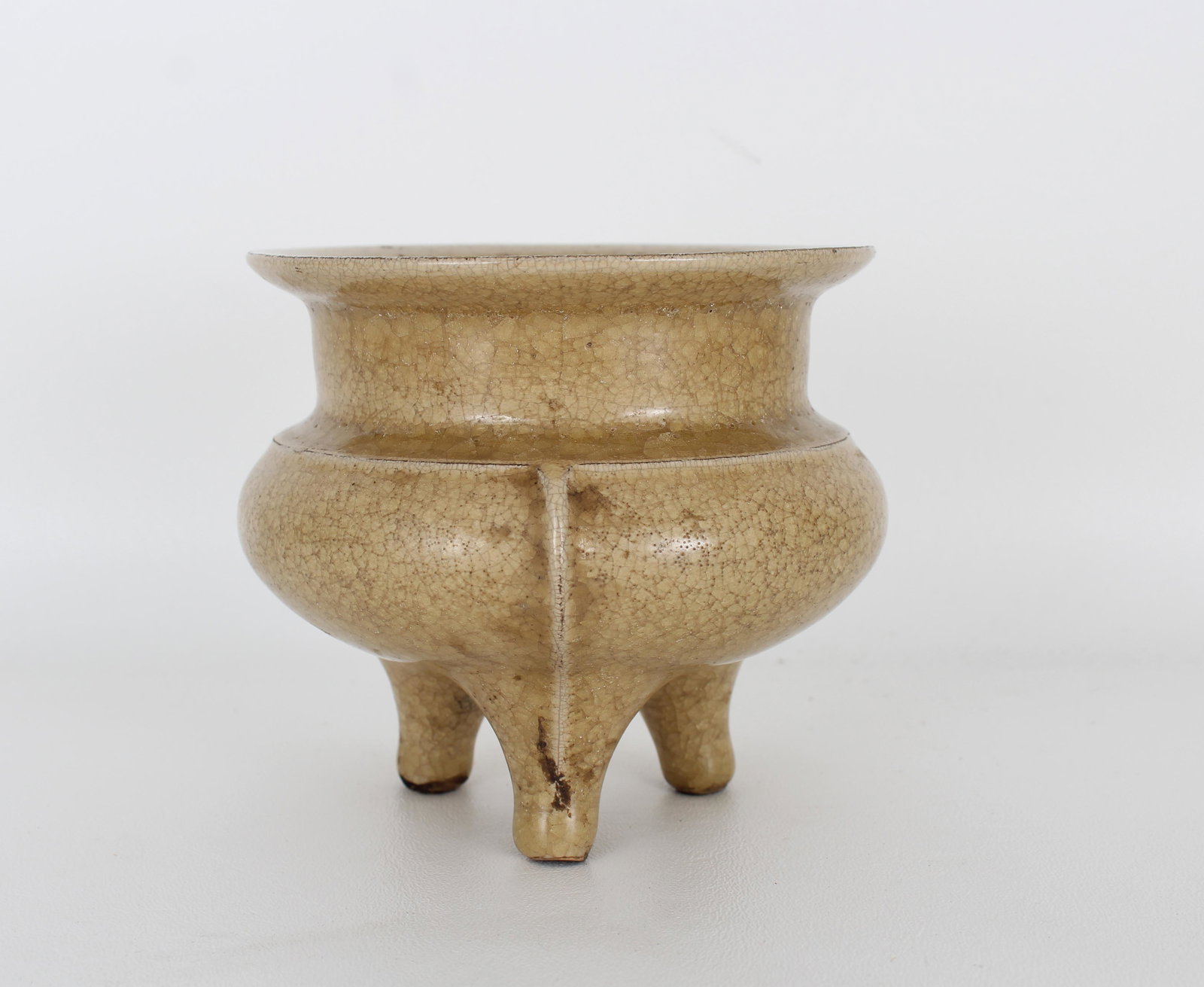 Chinese Song Dynasty Yellow Glazed Tripod Censer: Chinese Song Dynasty Yellow Glazed Tripod Censer Provenance: Private Montreal, Canada estate. Height: 4.25 in. (28 - 5)