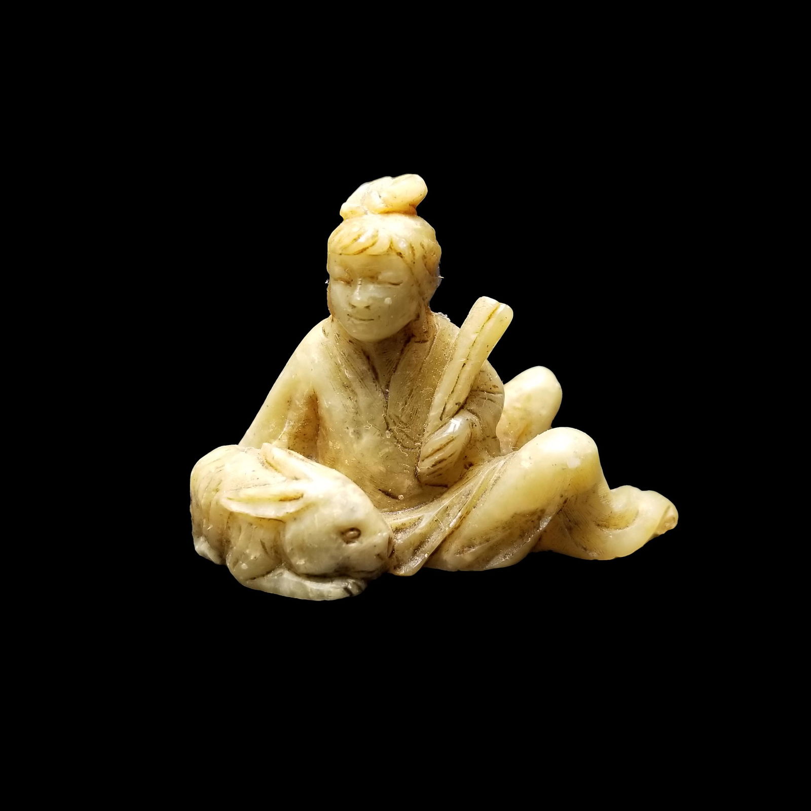 Chinese Carved Soapstone Figure w/ Rabbit (1 of 7)