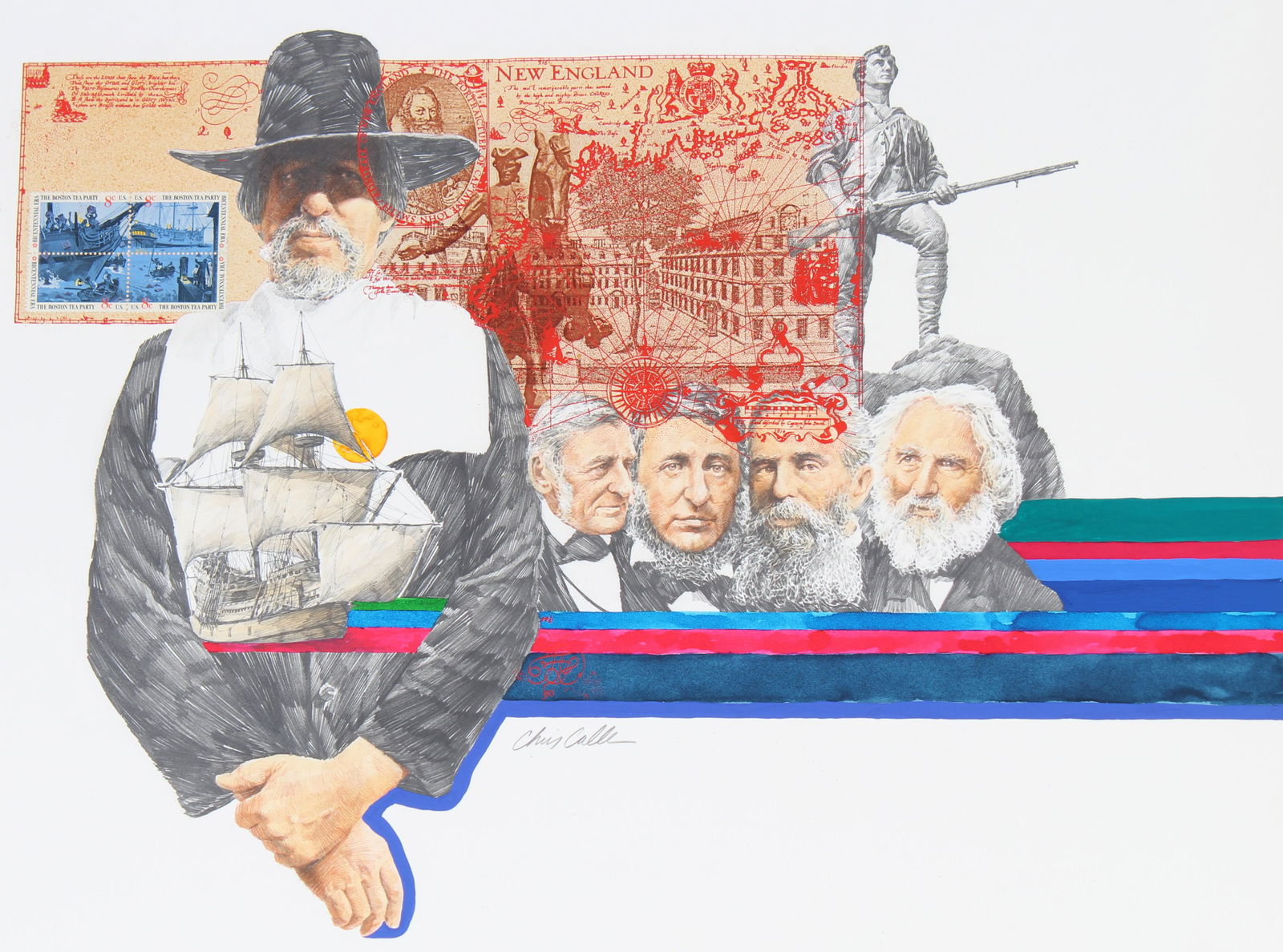 Chris Calle (B. 1961) "Massachusetts Statehood" (1 of 4)