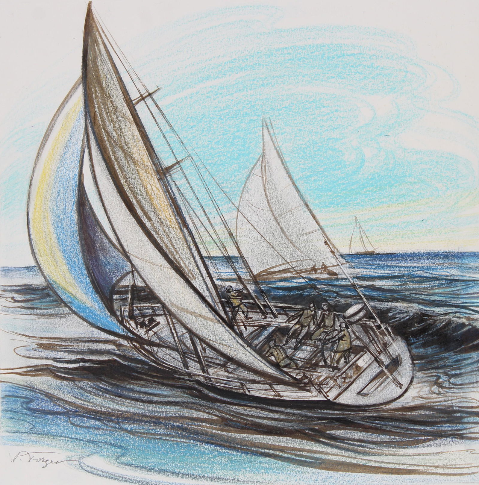 Pierre Forget (20th C.) "Whitbread 60 Sailboat" (1 of 4)