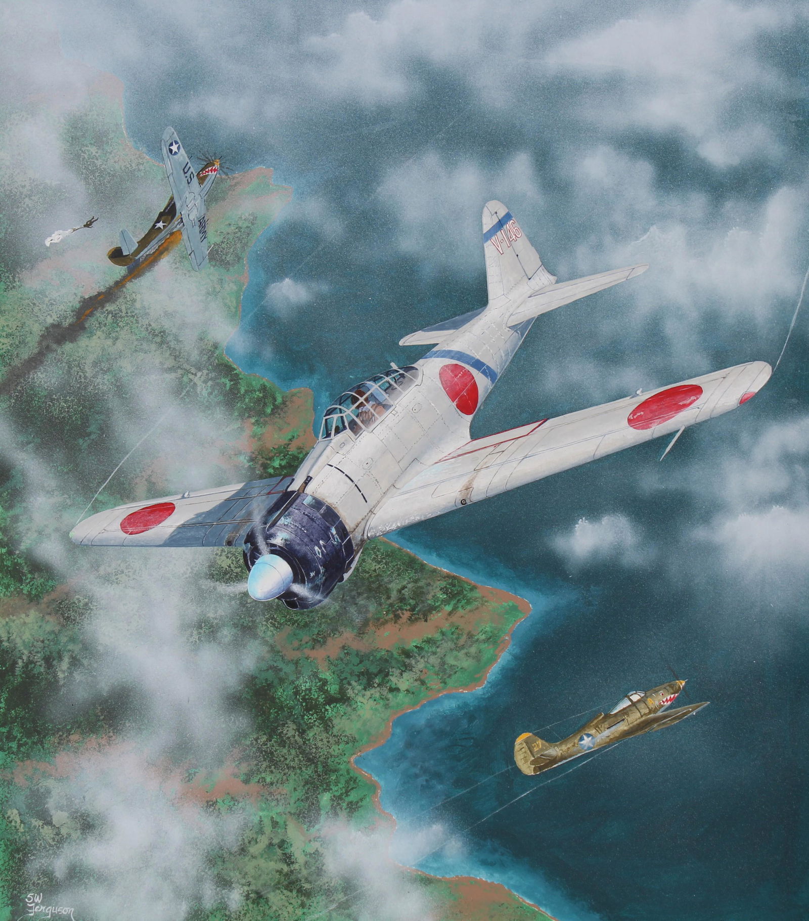 Steve Ferguson (B. 1946) "1939 Mitsubishi A6M" WC (1 of 6)