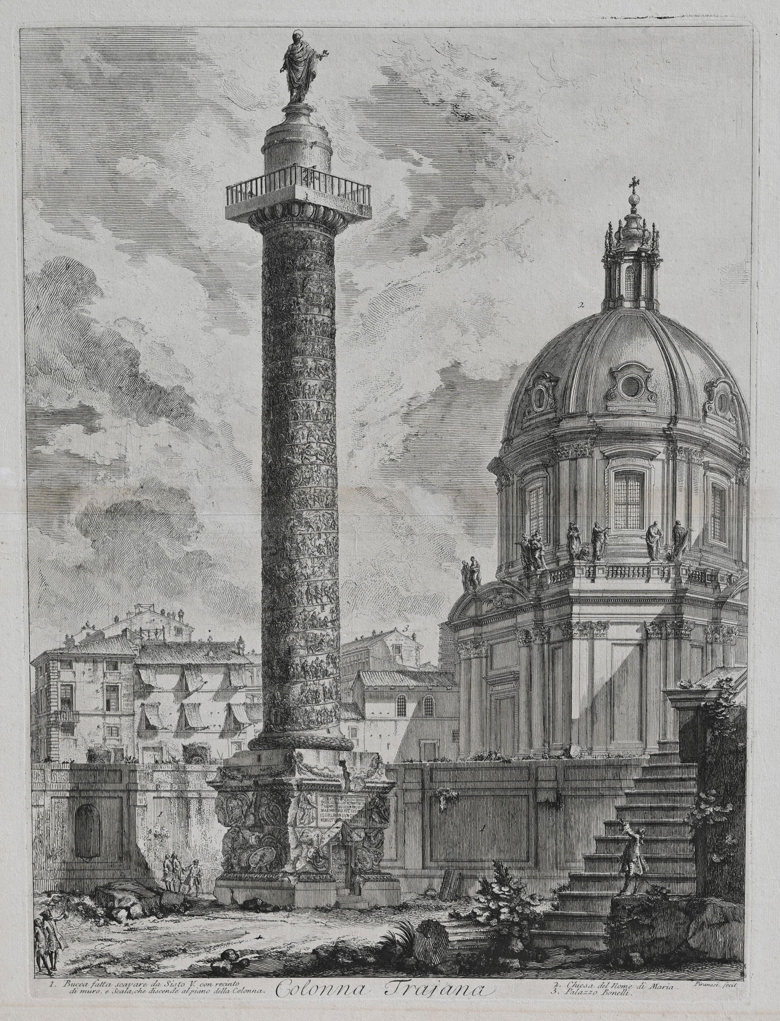 Giovanni Battista Piranesi (Italian, 1720 - 1778): Giovanni Battista Piranesi (Italian, 1720 - 1778) Colonna Trajana - Trajan's Column Engraving Sight Size: 23 x 18 in. Overall Framed Size: 32 x 26.5 in. Framed behind glass.