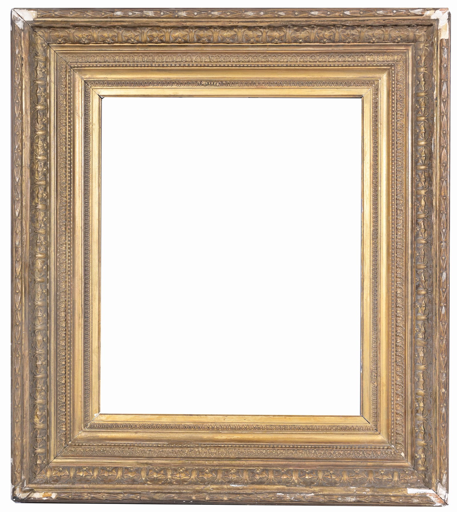 European 19th C. - 16.25 x 13.5: European 19th C. Gilt Wood Frame. Rabbet Size: 16.25 x 13.5 in. Overall Framed Size: 23 x 21 in. (02-52) (317) Provenance: The historic period frame collection of Eli Wilner. The collection previously