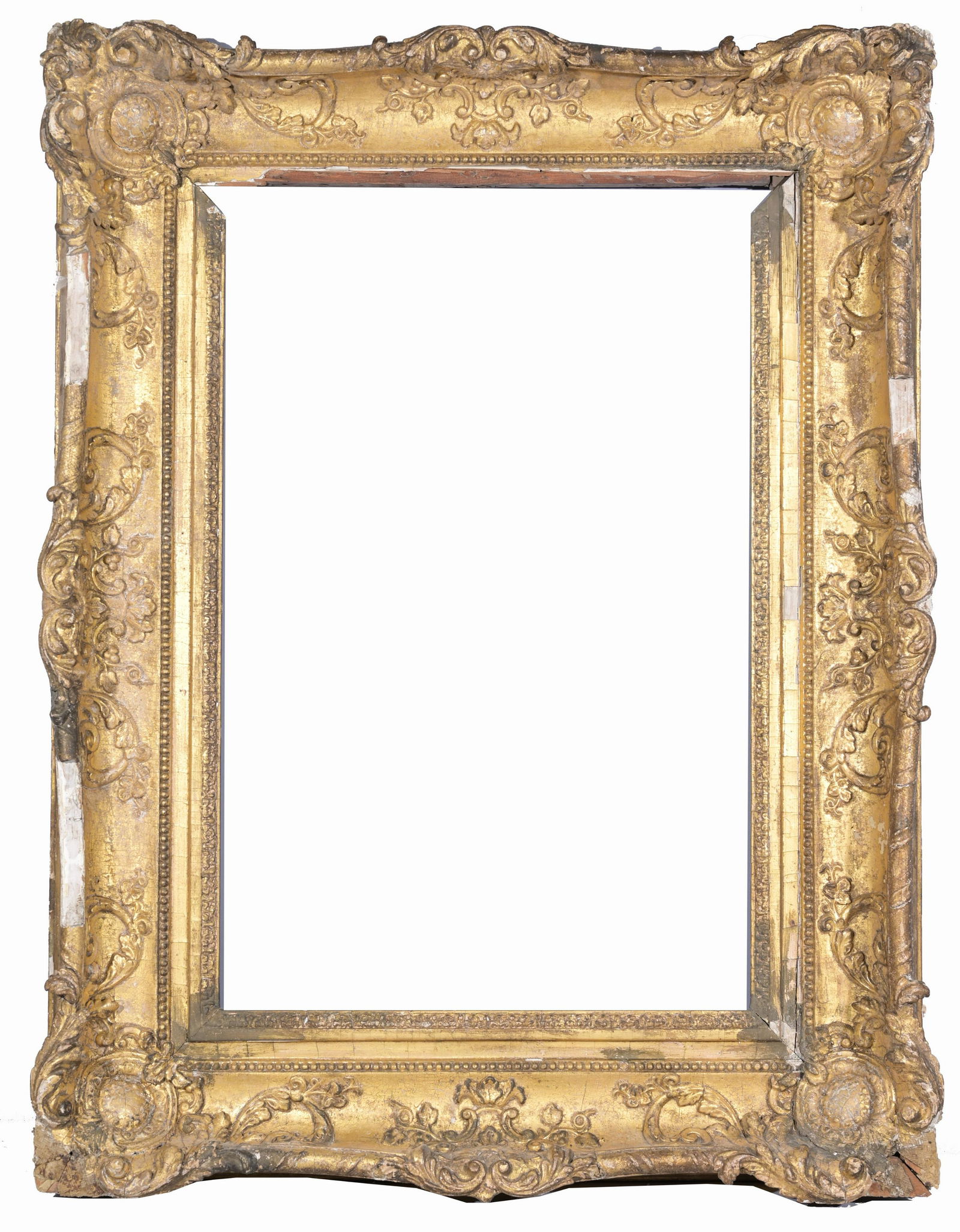 French 1820's Gilt Wood Frame- 29 x 19.75: French 1820's Gilt/Wood Frame. Rabbet Size: 29 x 19.75 in. Overall Framed Size: 40 x 30 in. (86-147) (319) Provenance: The historic period frame collection of Eli Wilner. The collection previously inc