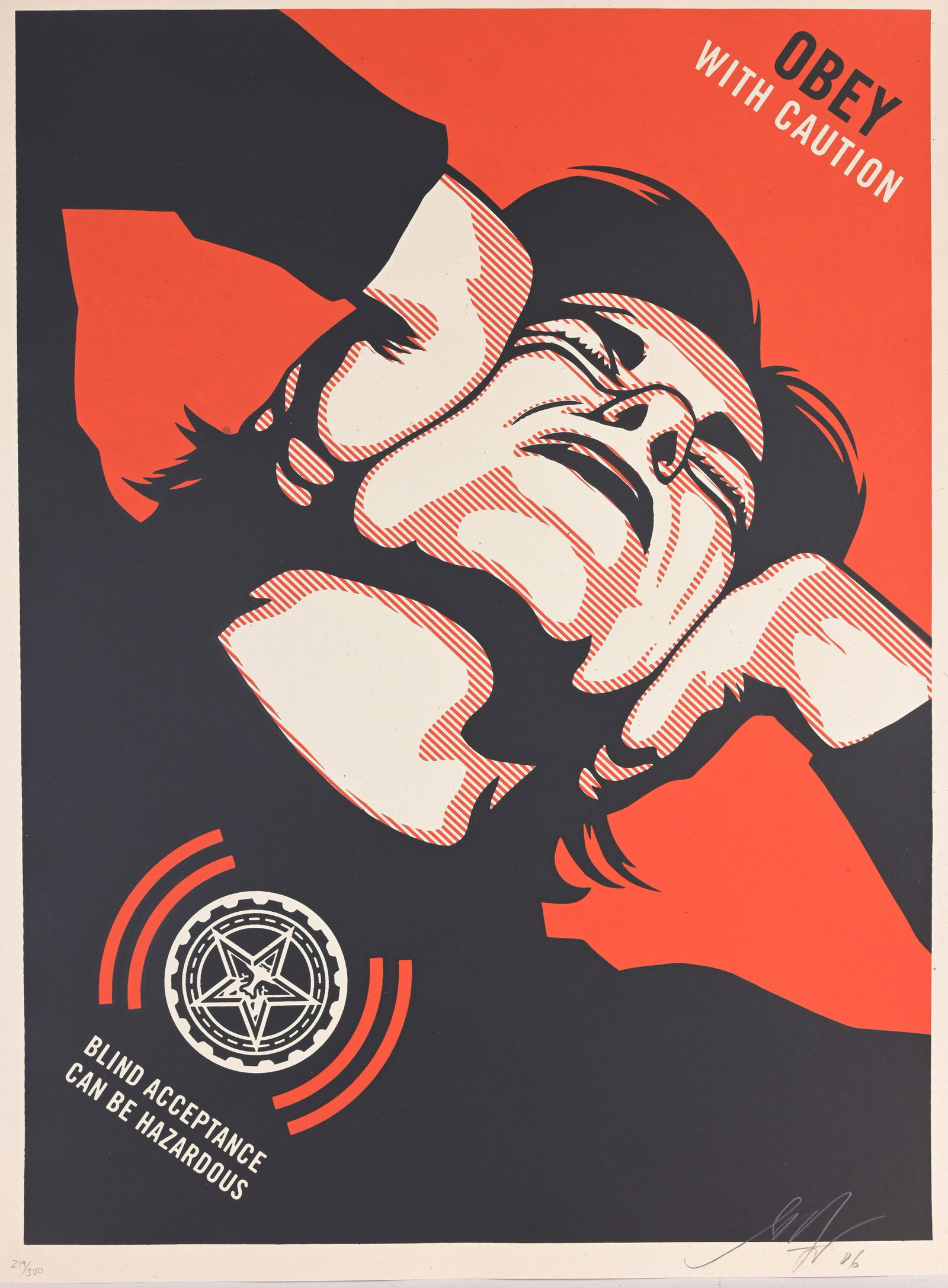 Shepard Fairey (b. 1970) "Obey with Caution" (1 of 5)