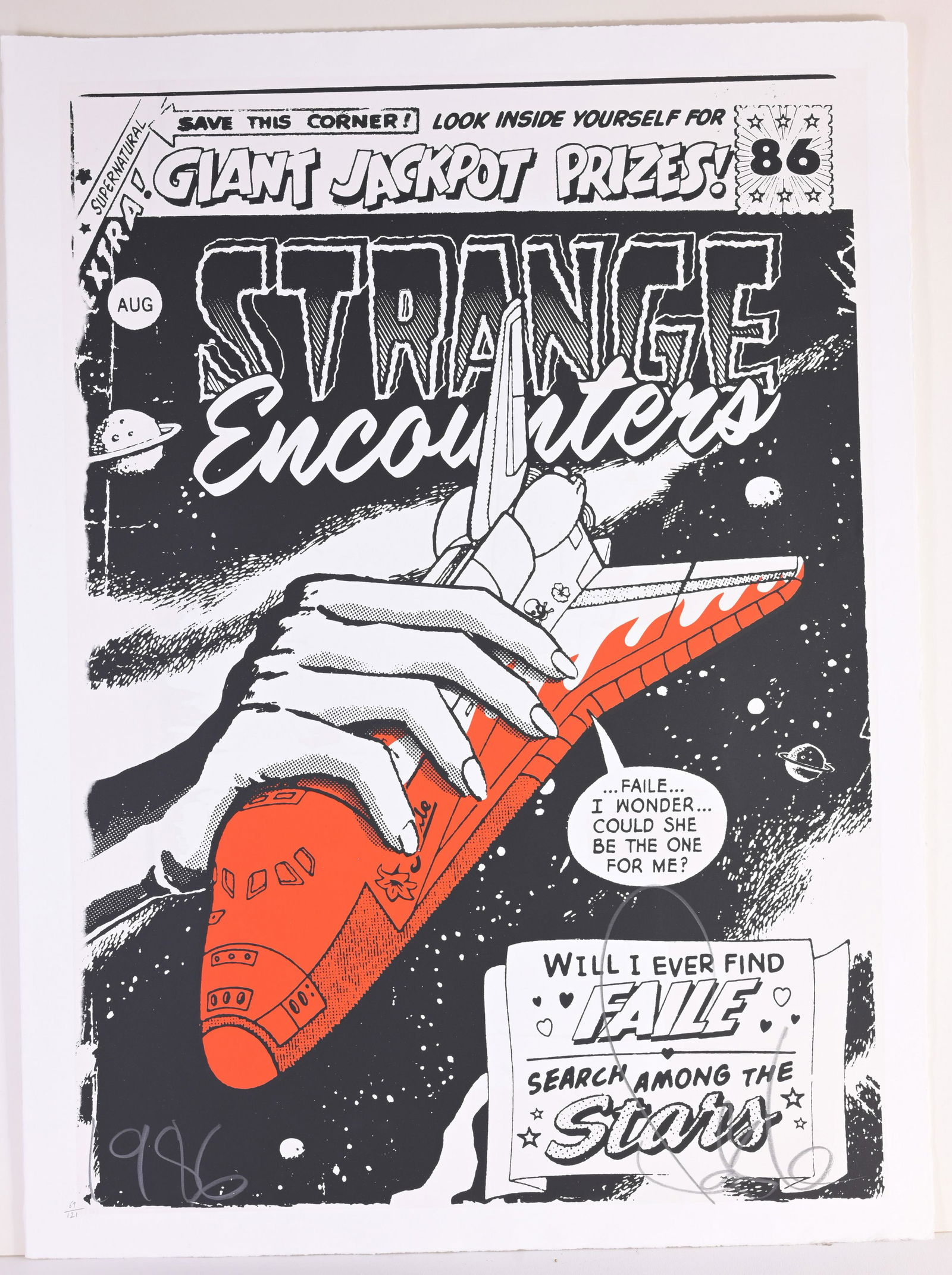 FAILE "Strange Encounters" - 2007: "Strange Encounters" - 2007 Screenprint in Colour. Pencil signed and numbered lower margin. Sheet Size: 30 x 22.5 in. Unframed. FAILE is the name of a collective of painters, graphic designers and ill