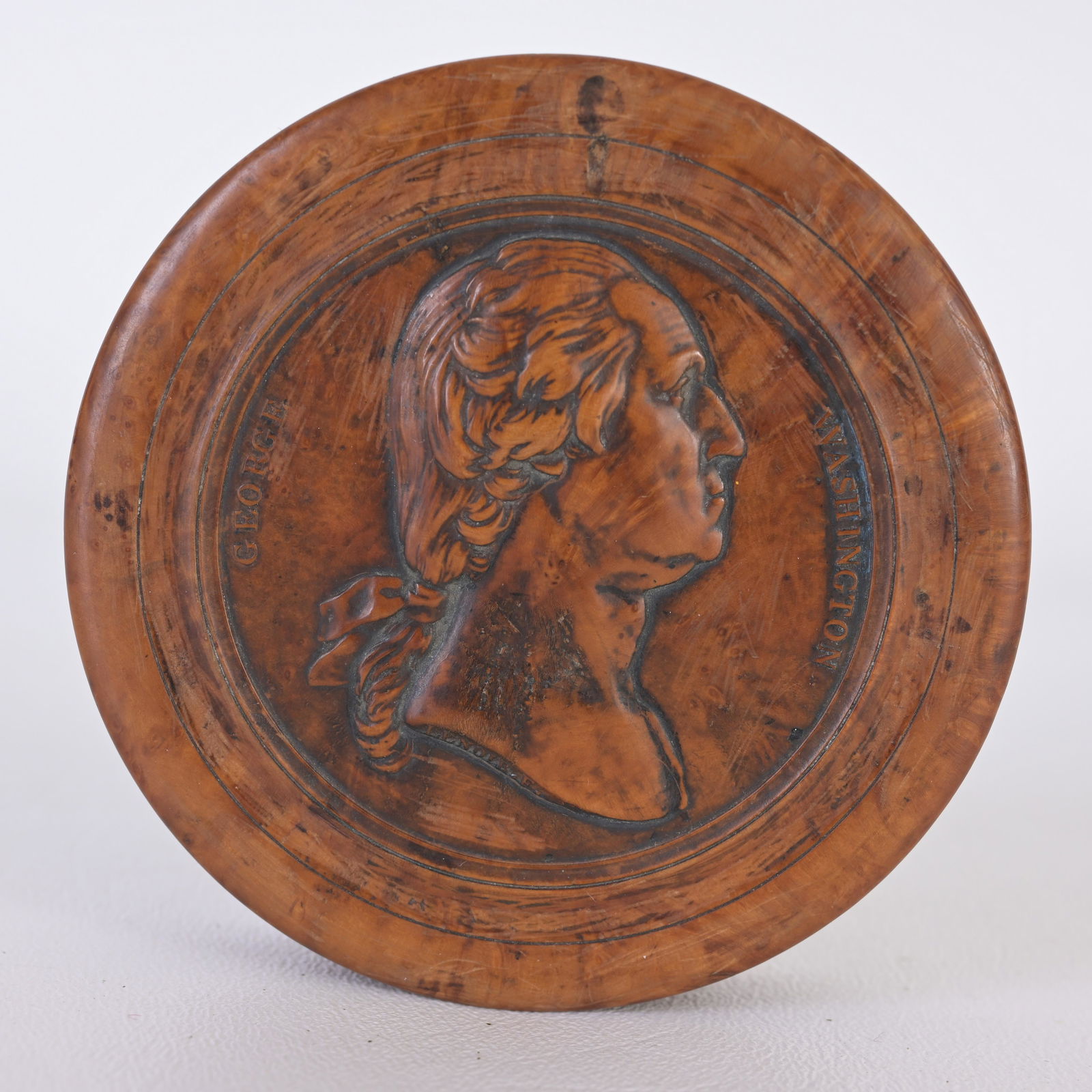 Hand Carved Wood George Washington Snuff Box (1 of 4)