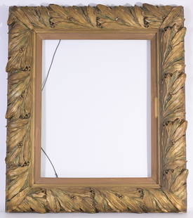 Early 20th C. Wood Frame - 16 x 20: Early 20th Century leaf designed and gilded wood frame "Possibly designed by Stanford White"  Rabbet Size: 16 x 20 in. Overall Size: 25.25 x 29.25 in.