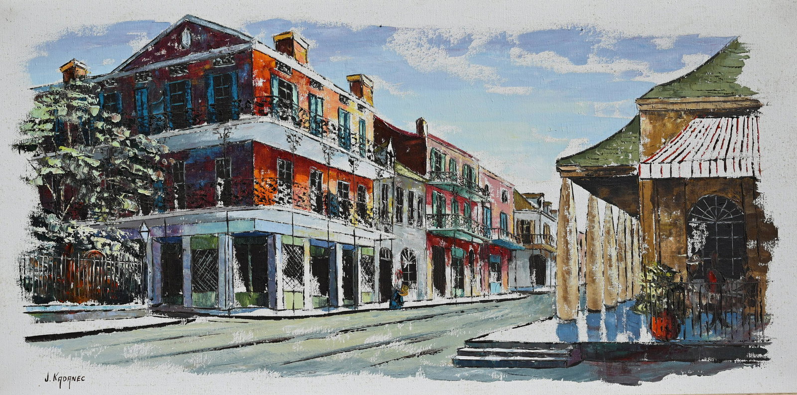 Joseph Kadanec (LA, 1898-1967): Joseph Kadanec (Louisiana, 1898 - 1967) Oil on Canvas. Signed lower left. Sight Size: 18 x 36 in. Overall Framed Size: 22 x 40 in.