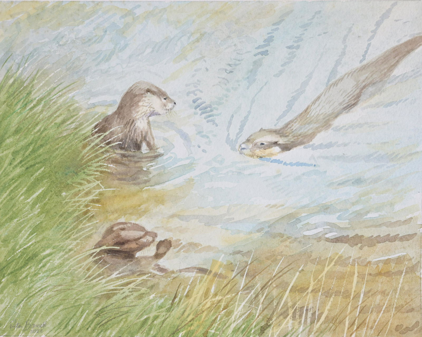 Peter Barrett (B. 1935) "River Otters" (1 of 5)