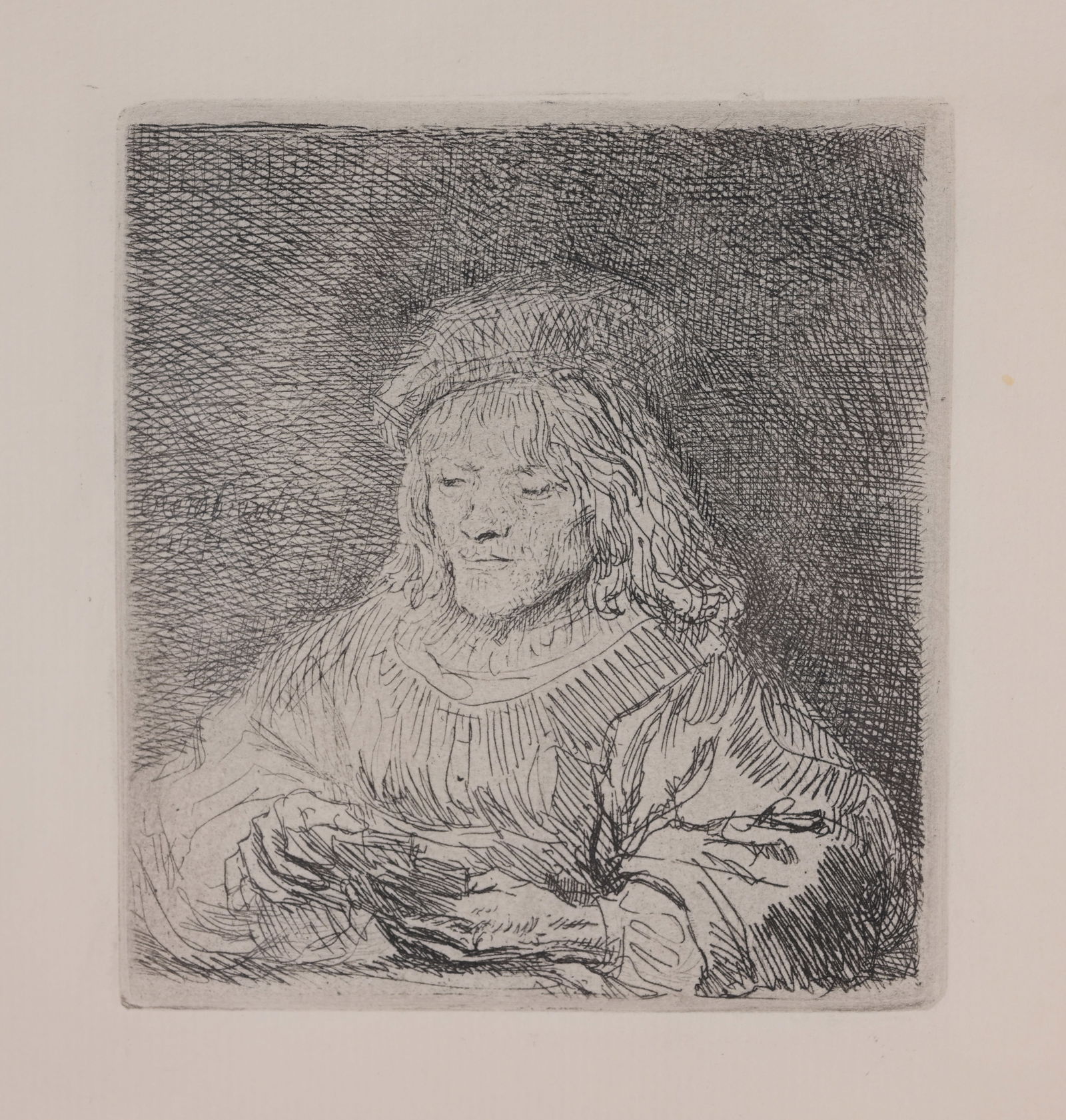 Rembrandt Etching "The Card Player" (1 of 4)