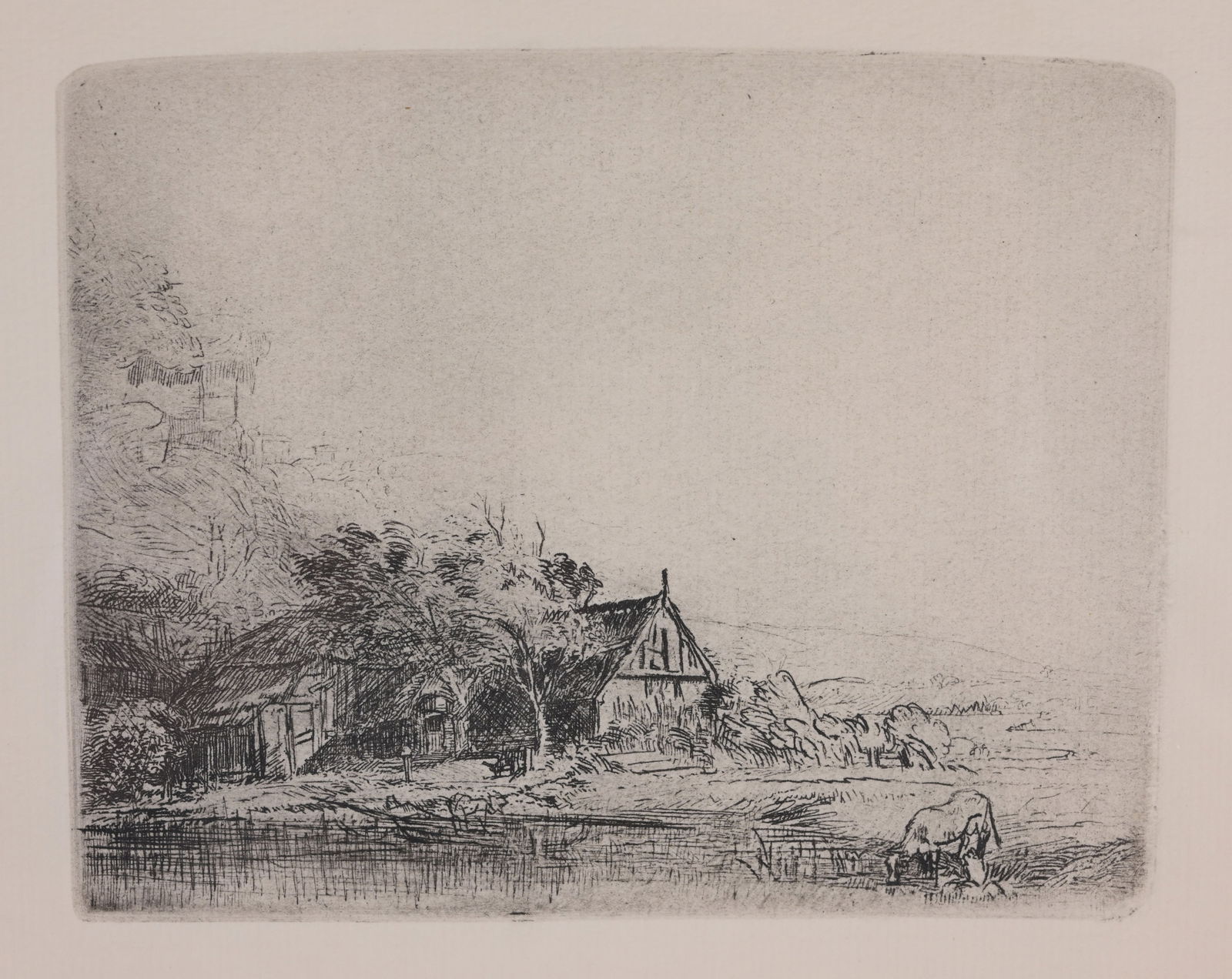 Rembrandt Etching "Landscape with a Cow Drinking" (1 of 4)