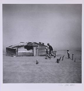 Arthur Rothstein (1915 - 1985) "Dust Storm": Arthur Rothstein (American, 1915 - 1985) "Dust Storm, Cimarron County, Oklahoma" - Gelatin Silver Print. Pencil signed and numbered (251/300) lower right. Ginny Williams Gallery Label Image Size: 19 x