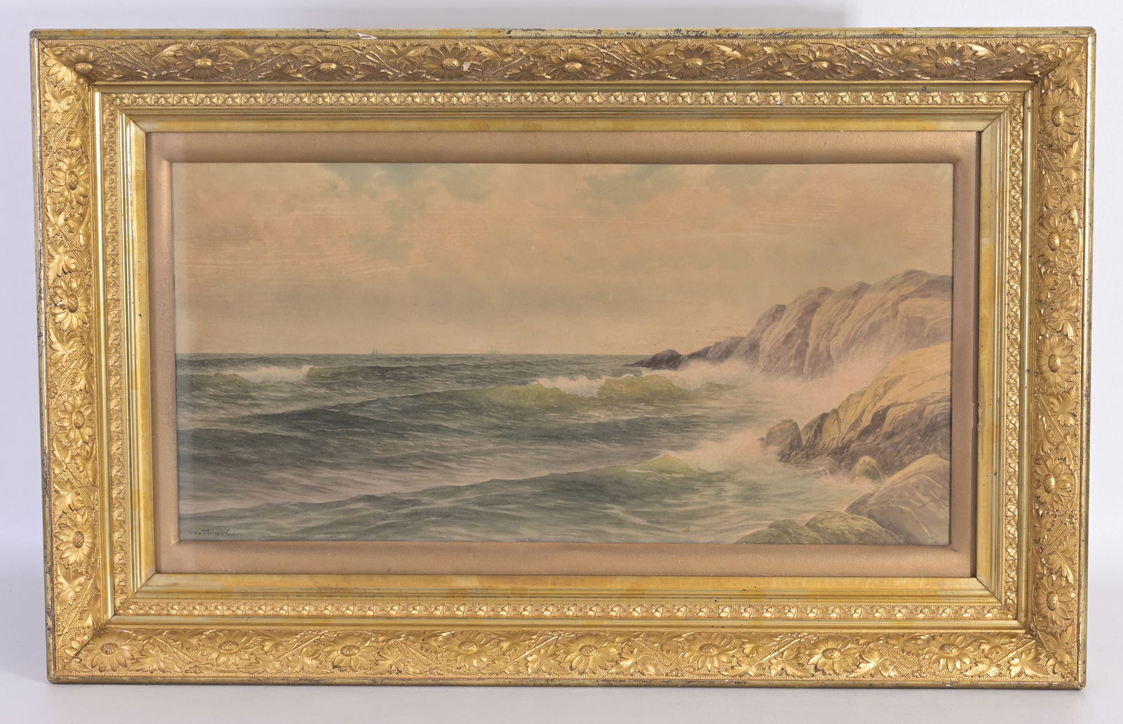 George Howell Gay (American, 1858 - 1931): George Howell Gay (American, 1858 - 1931) Watercolor. Signed lower left. Sight Size: 9.5 x 19.5 in. Overall Framed Size: 16.25 x 26 in. Framed behind glass.