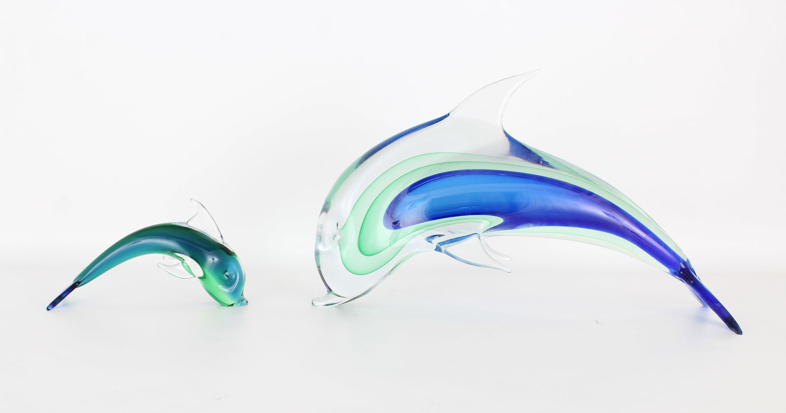 (2) Murano Style Glass Dolphin Sculptures (1 of 11)