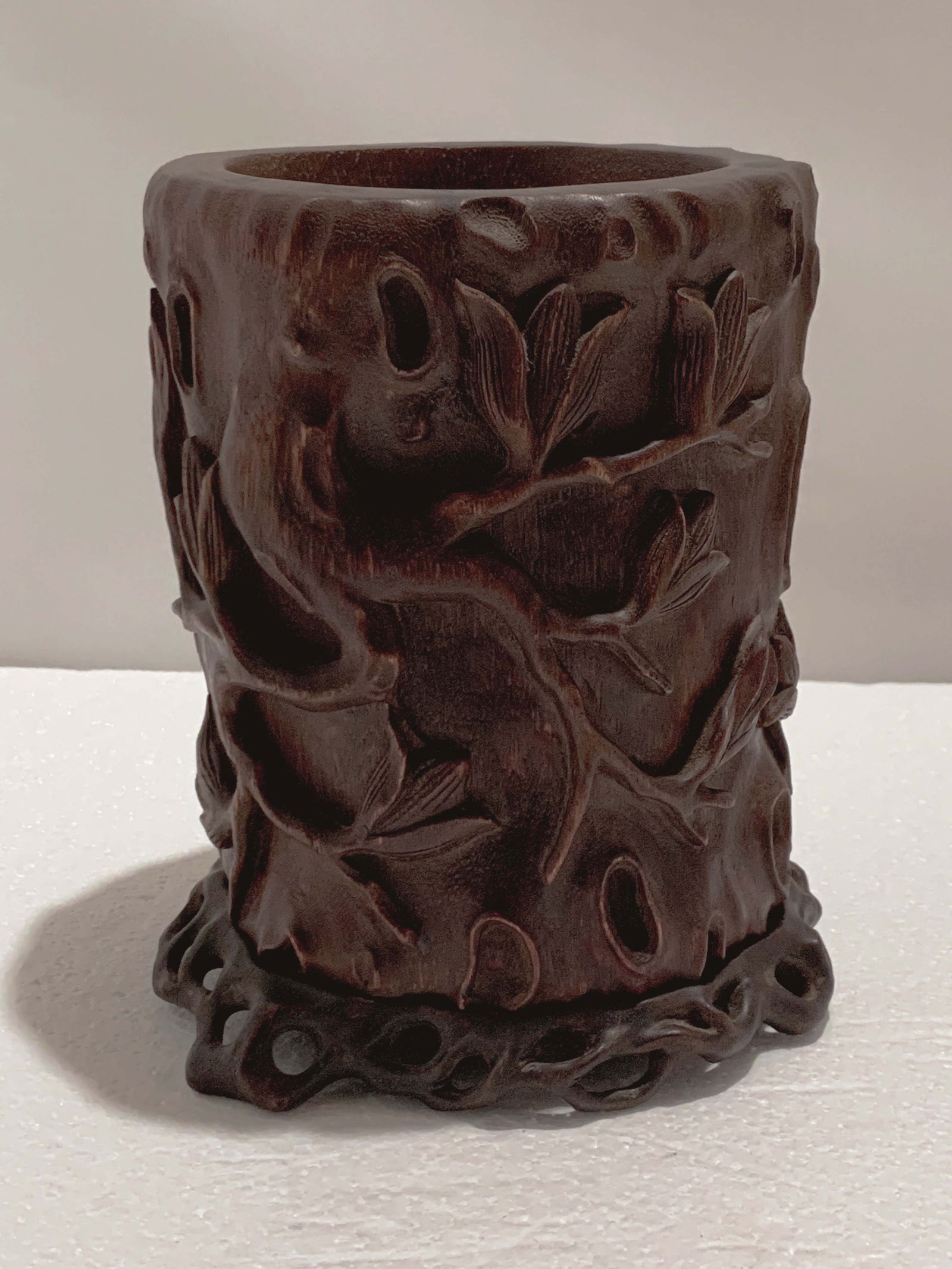 Chinese Agar wood Brushpot and Stand (1 of 6)