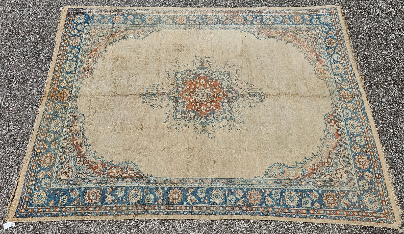 Turkish Oushak Antique Rug - 8'7" x 11'6": Turkish Oushak Antique Rug Size: 8'7" x 11'6" (M537)