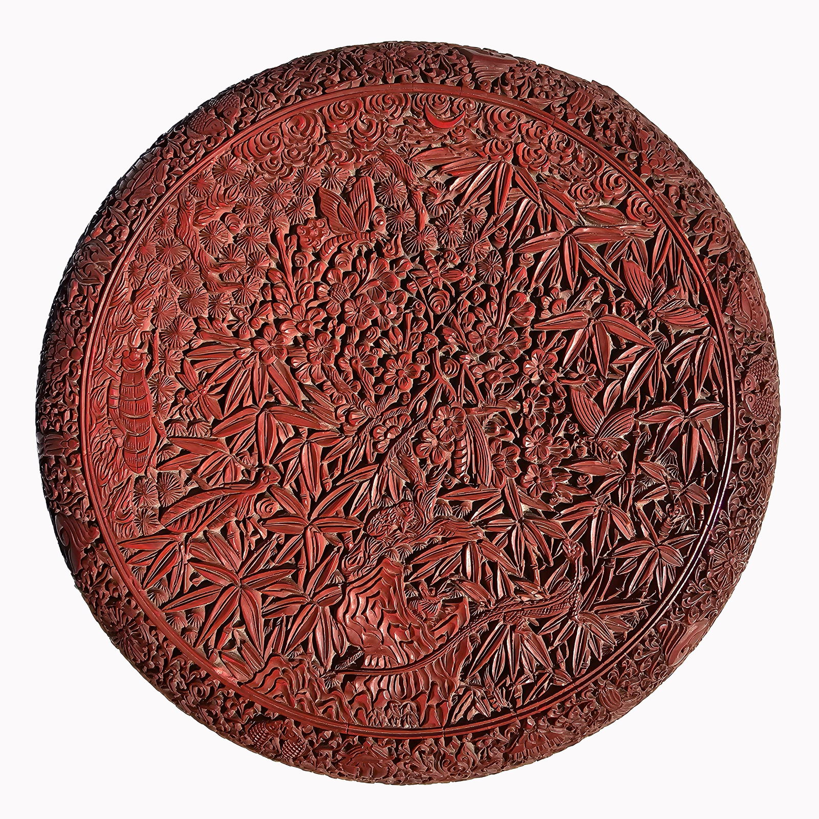 Antique Chinese Cinnabar Lacquer Round Box/Cover (1 of 12)