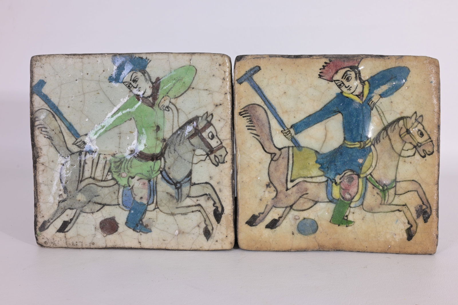 Pair of  19th Century Persian Qajar Glazed Tiles (1 of 5)