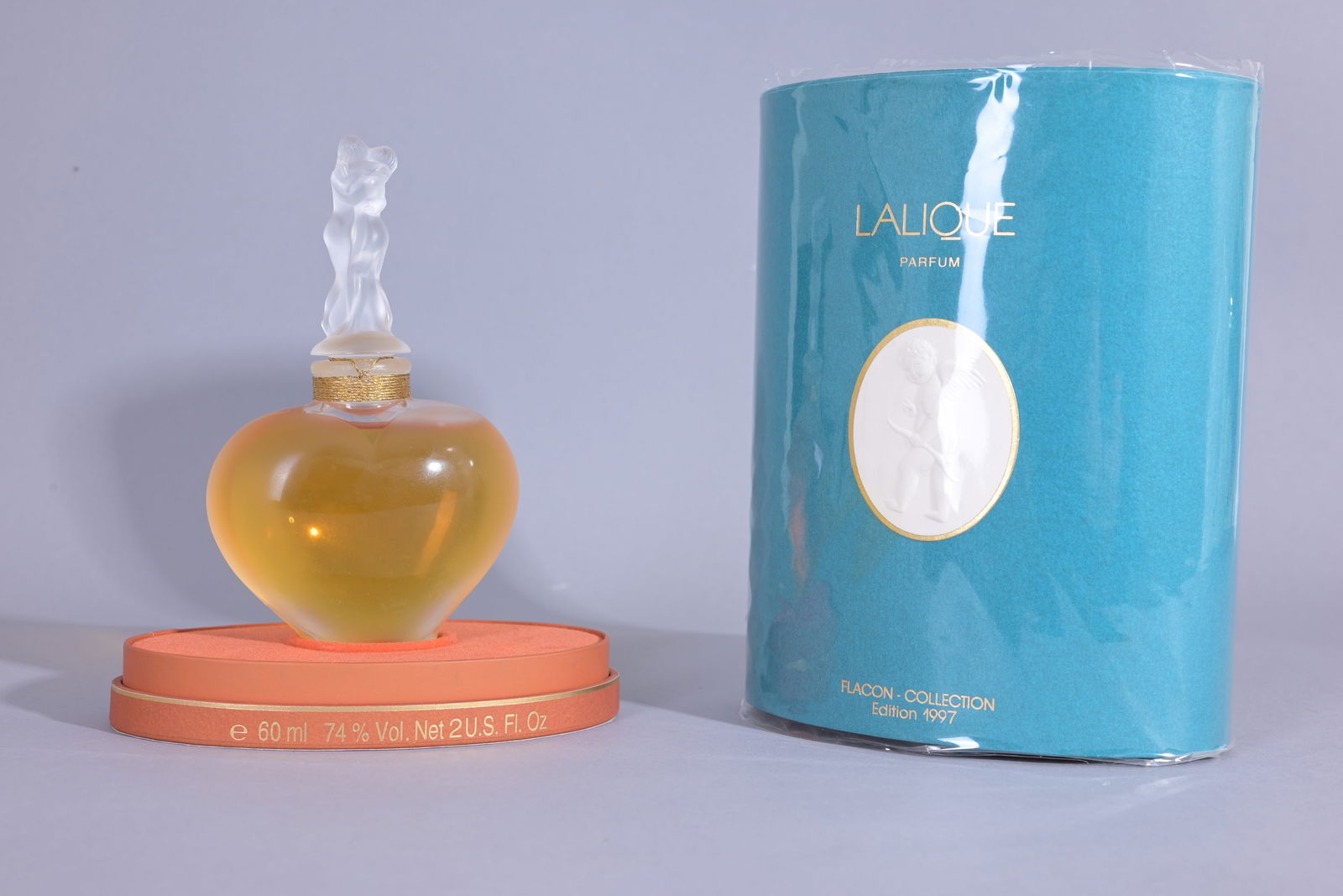 Lalique Frosted and Clear Crystal 'Amour' Perfume (1 of 8)