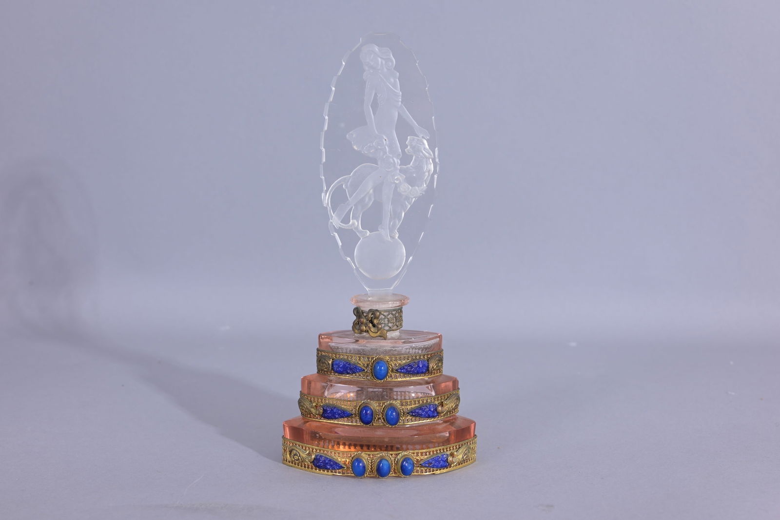 Vintage Czech Glass Perfume Bottle w/ Overlay (1 of 7)