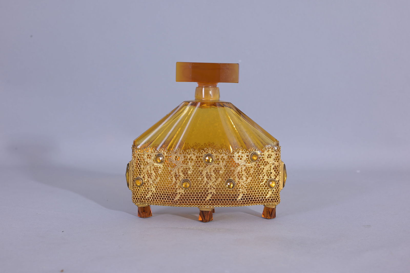 Vintage Czech Glass Perfume Bottle w/ Overlay (1 of 4)