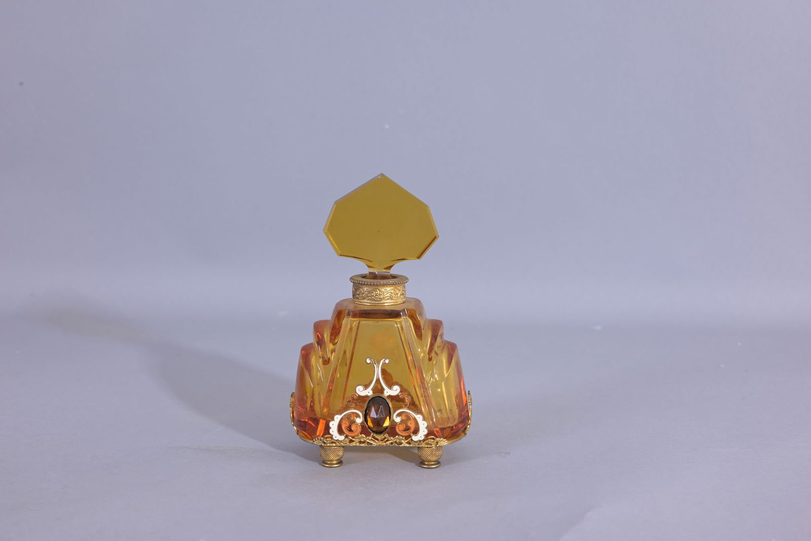 Vintage Czech Glass Perfume Bottle w/ Overlay (1 of 6)